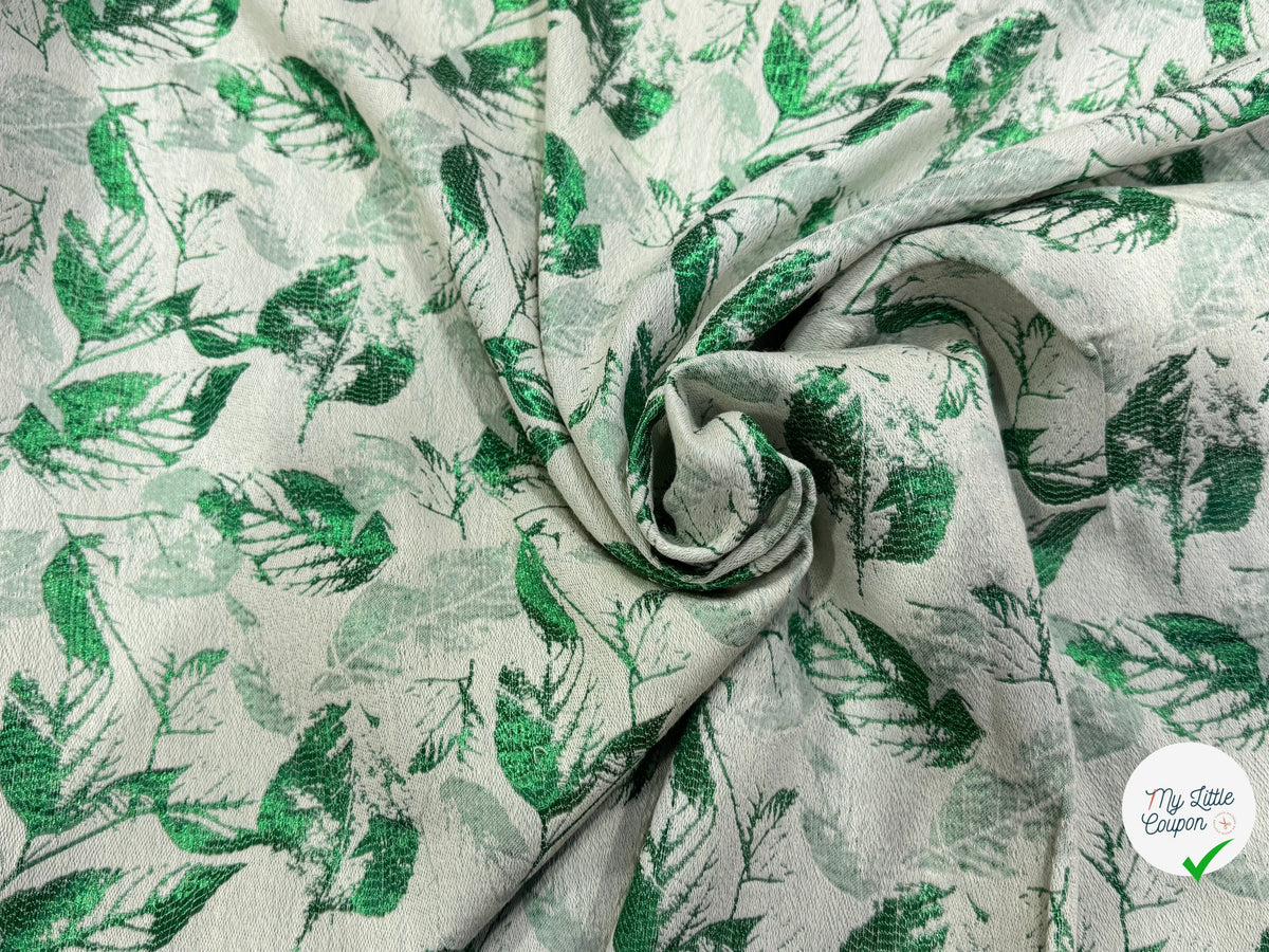 JACQUARD MOTIF FEUILLAGE VERT FOND ÉCRU - My Little Coupon