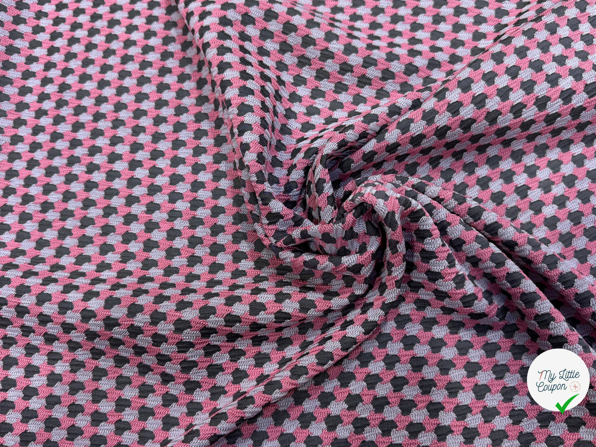 JACQUARD MOTIF STONE ROSE ET GRIS - My Little Coupon