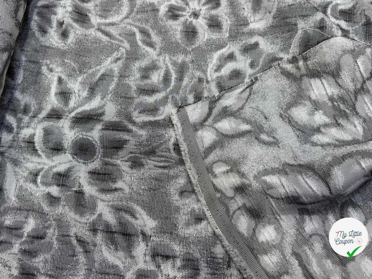 JACQUARD MOTIFS FLORAUX GRIS ET NOIR - My Little Coupon