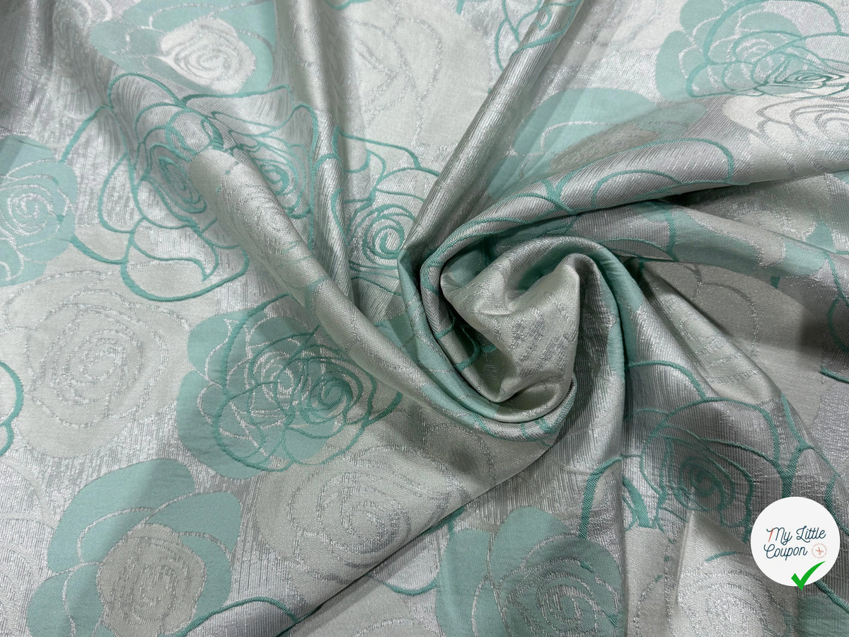 JACQUARD MOTIFS FLORAUX TURQUOISE - My Little Coupon