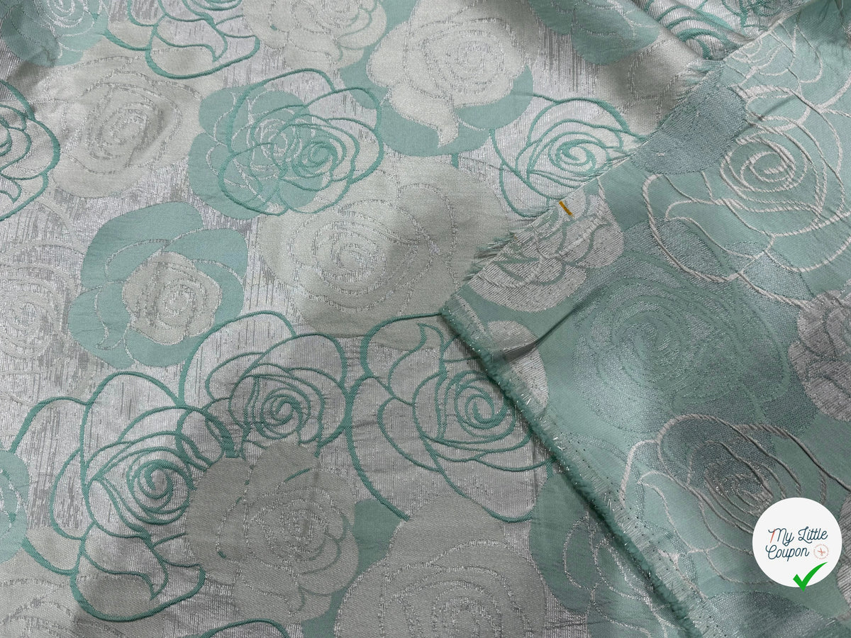 JACQUARD MOTIFS FLORAUX TURQUOISE - My Little Coupon