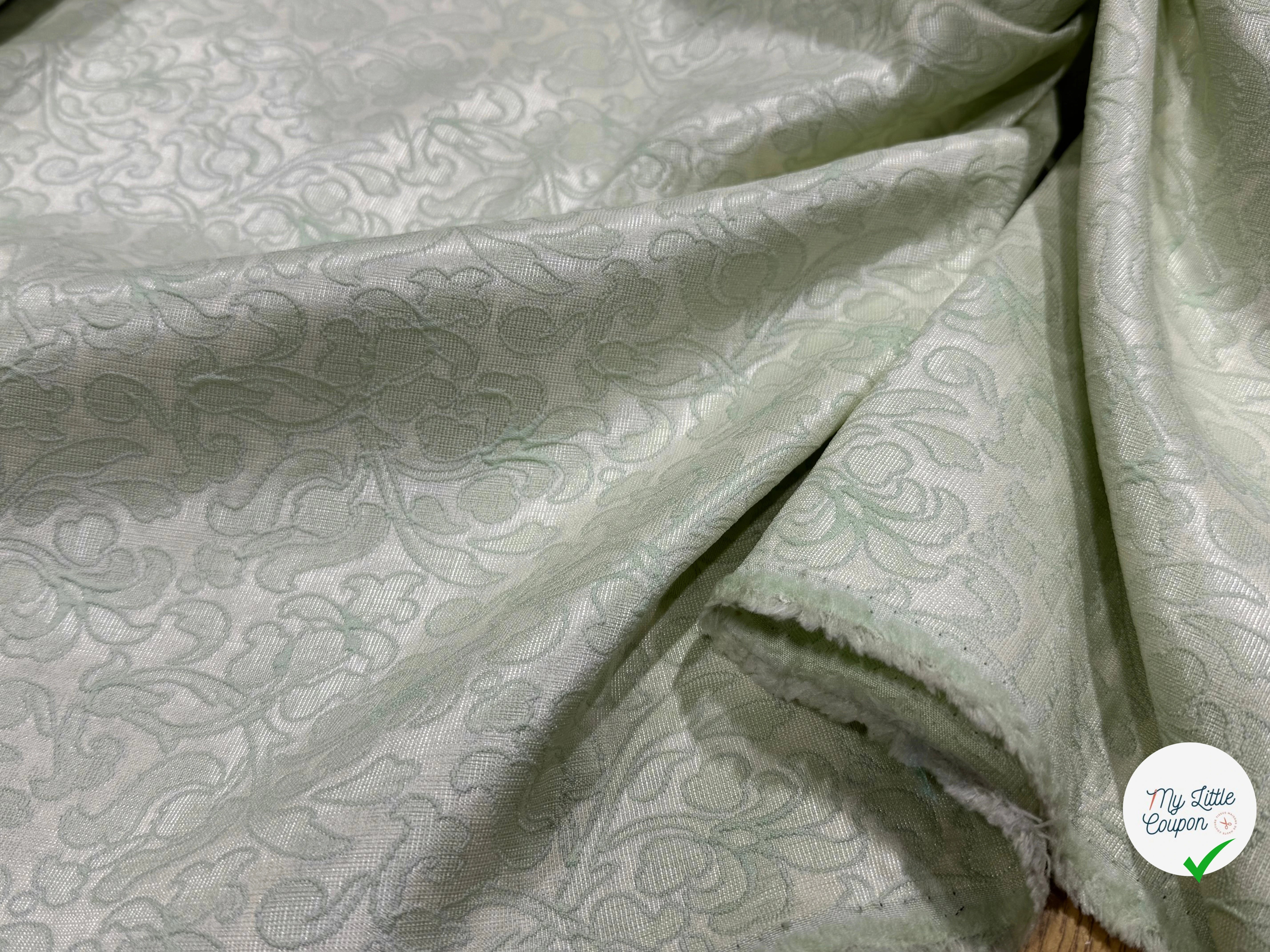 JACQUARD MOTIFS FLORAUX VERTS FOND ÉCRU - My Little Coupon