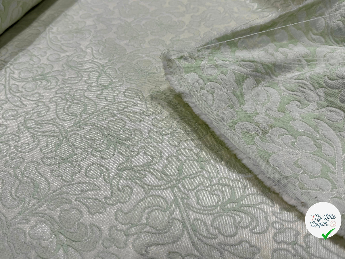 JACQUARD MOTIFS FLORAUX VERTS FOND ÉCRU - My Little Coupon