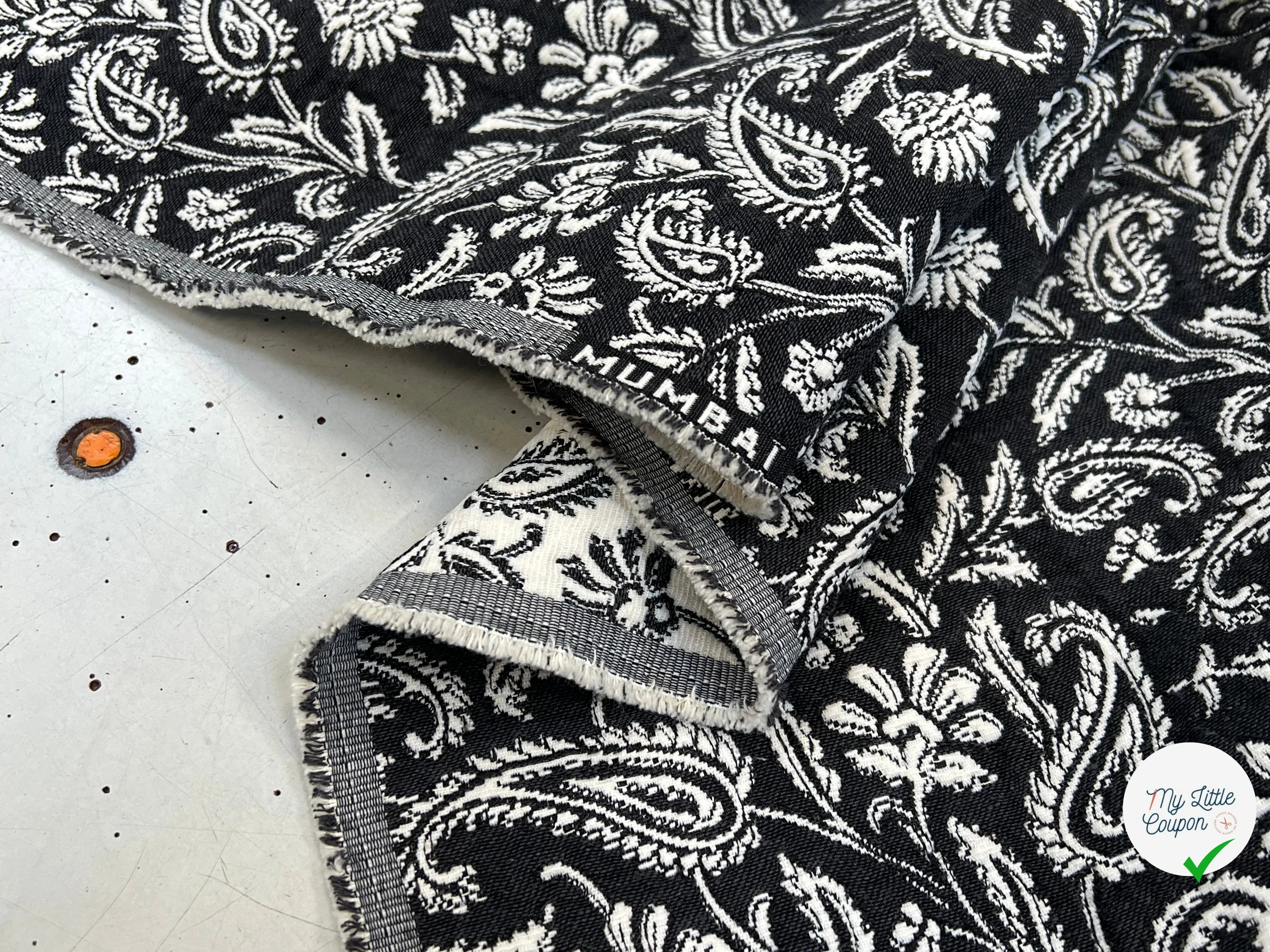 JACQUARD MUMBAI ALLOVER NOIR 140 CM - My Little Coupon