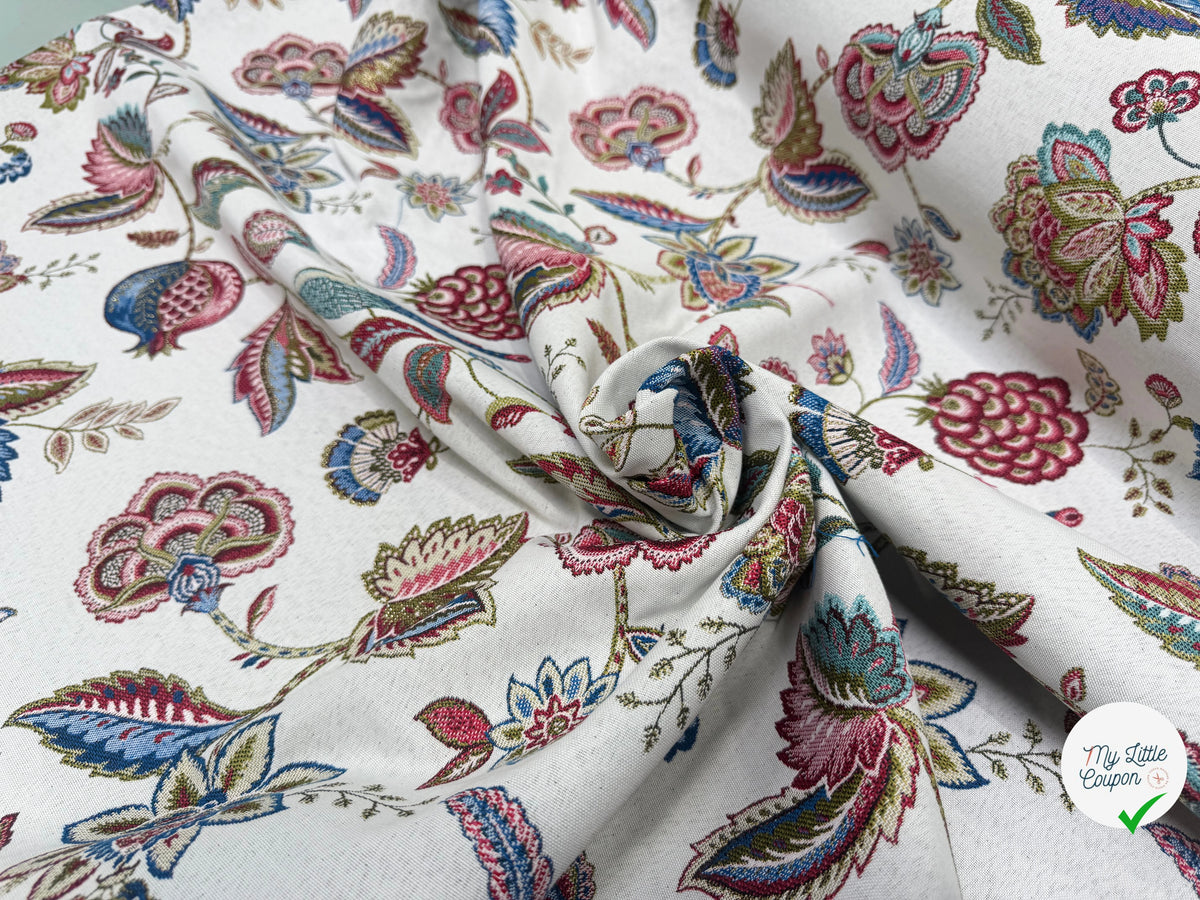 JACQUARD PALAMPORE ALLOVER BLANC 140 CM - My Little Coupon