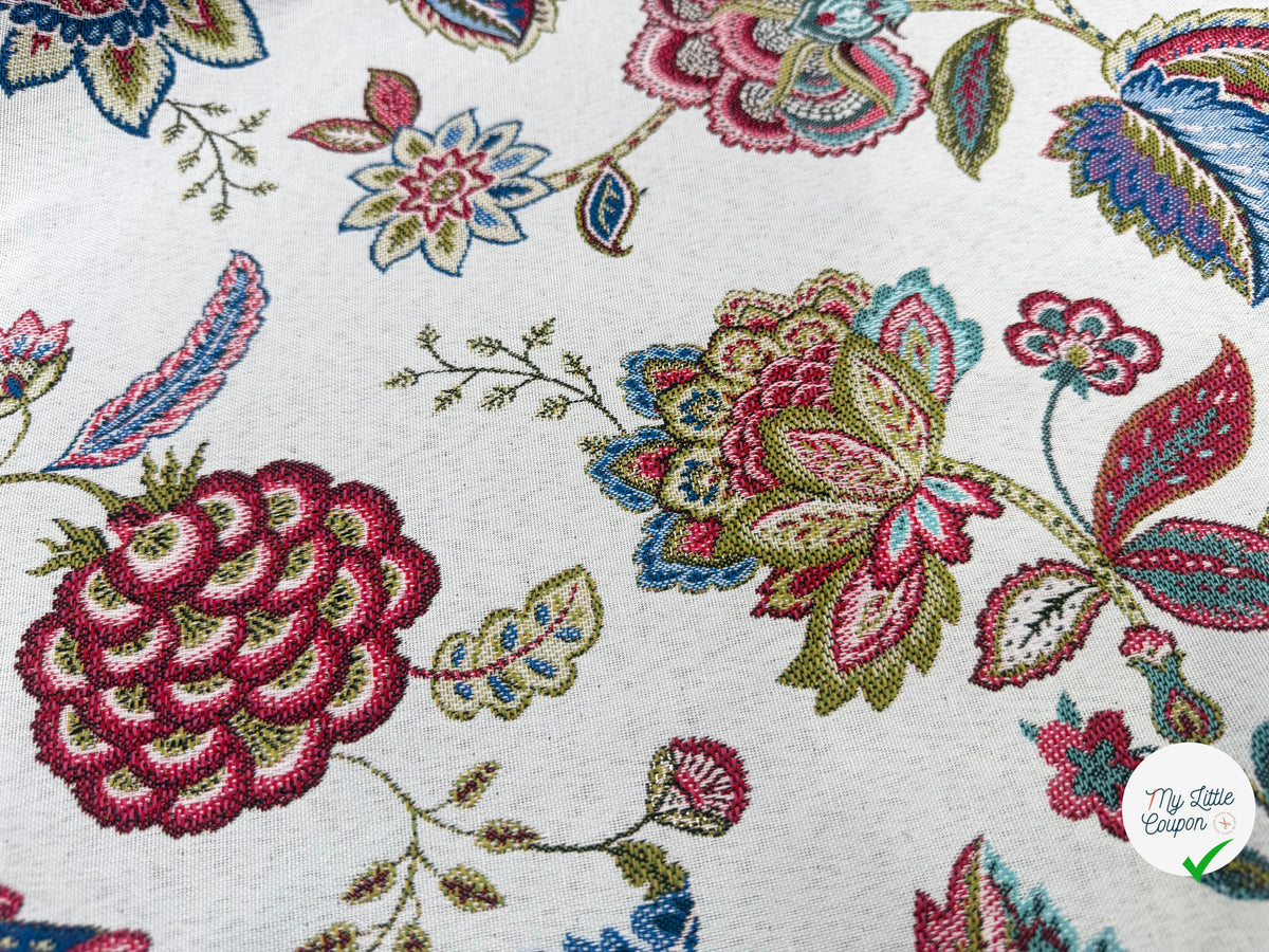 JACQUARD PALAMPORE ALLOVER BLANC 140 CM - My Little Coupon