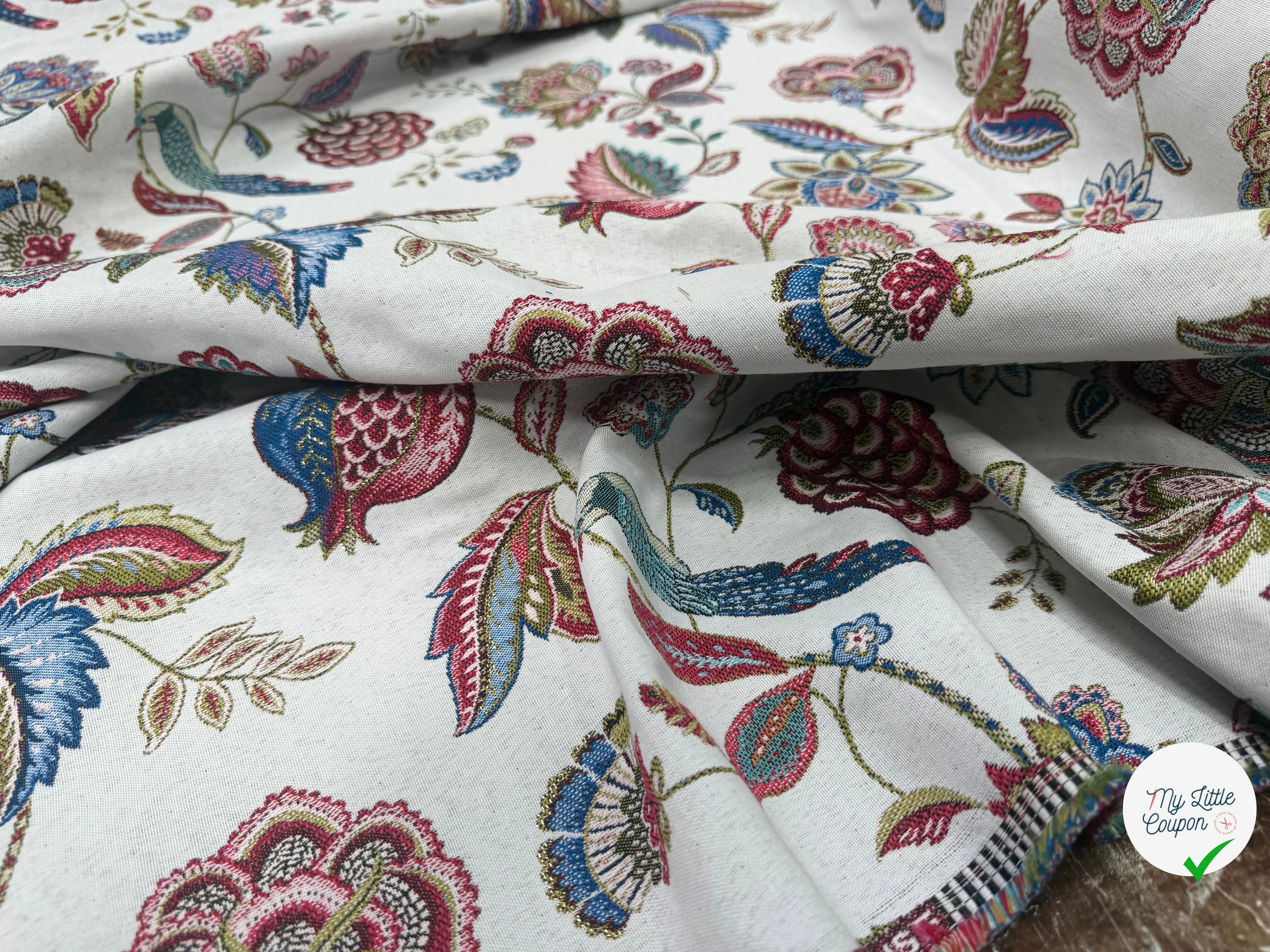 JACQUARD PALAMPORE ALLOVER BLANC 140 CM - My Little Coupon