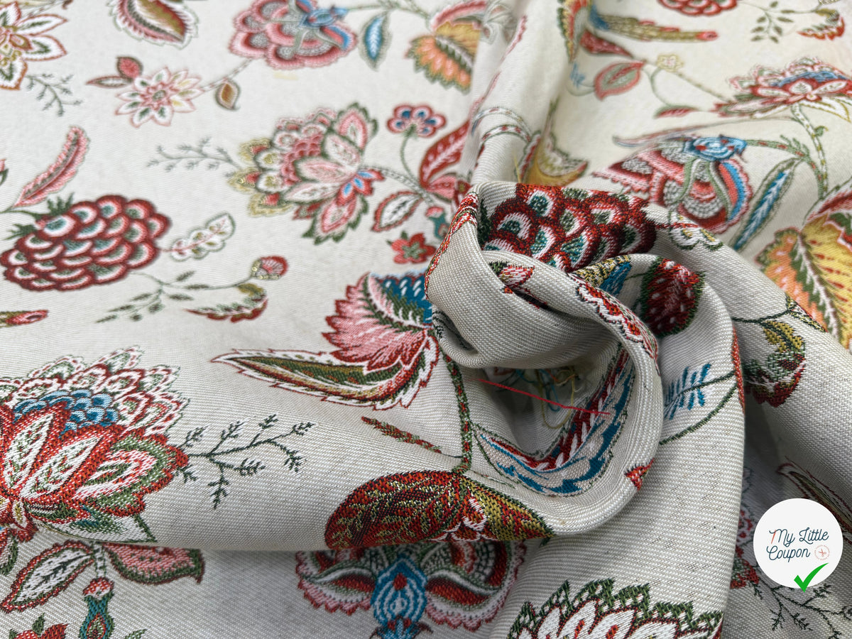 JACQUARD PALAMPORE ALLOVER COLORIS LIN 140 CM - My Little Coupon