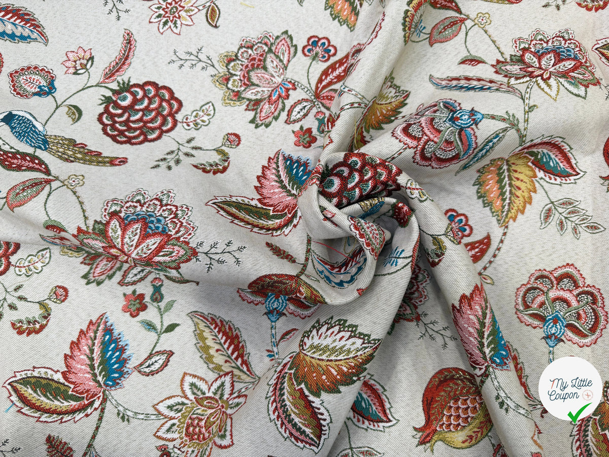 JACQUARD PALAMPORE ALLOVER COLORIS LIN 140 CM - My Little Coupon