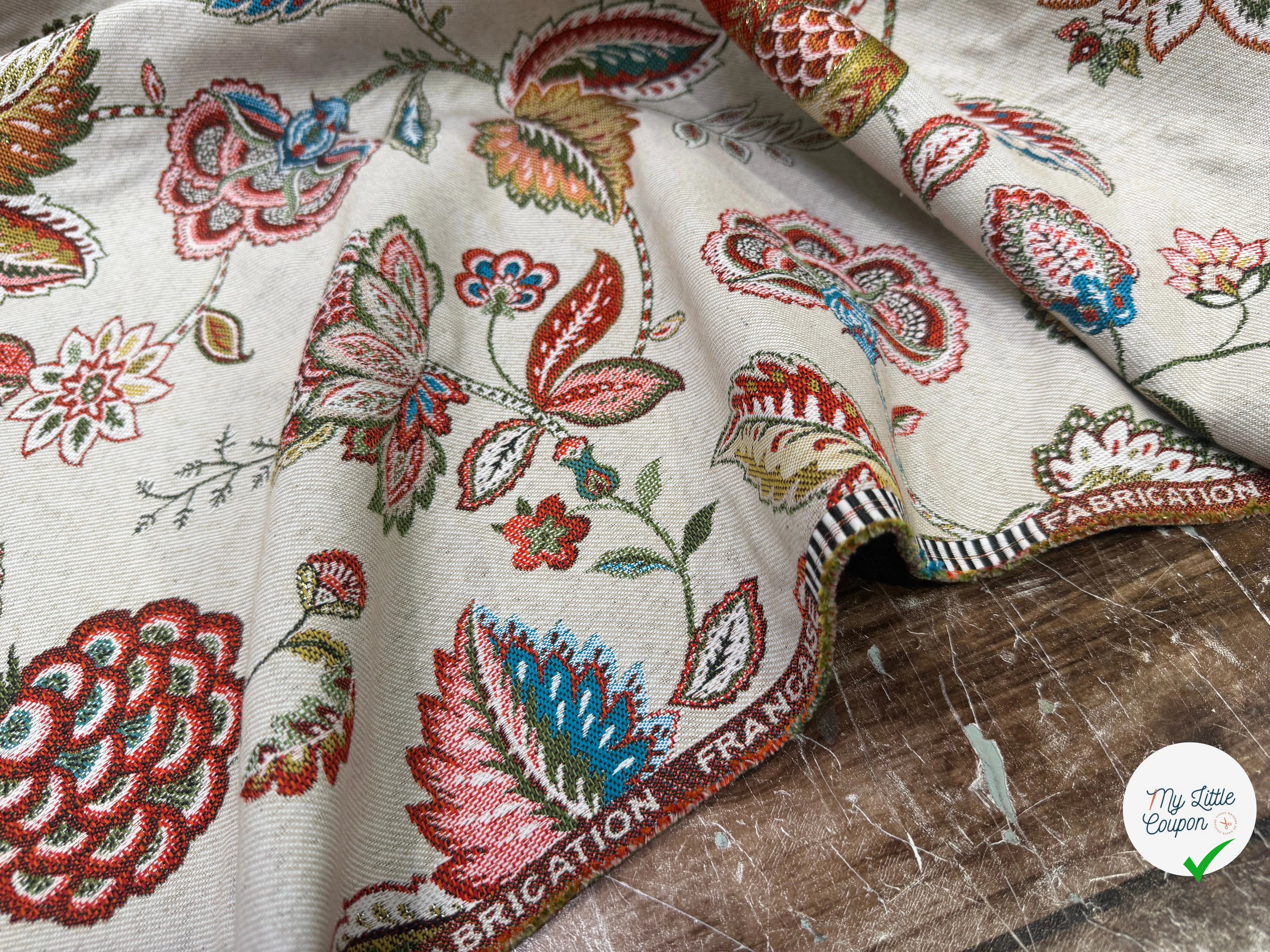 JACQUARD PALAMPORE ALLOVER COLORIS LIN 140 CM - My Little Coupon