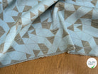 JACQUARD POLYVISCOSE CLOQUÉ MOTIFS GÉOMÉTRIQUES BLANC CASSÉ ET BLEU CIEL VERT D'EAU - My Little Coupon