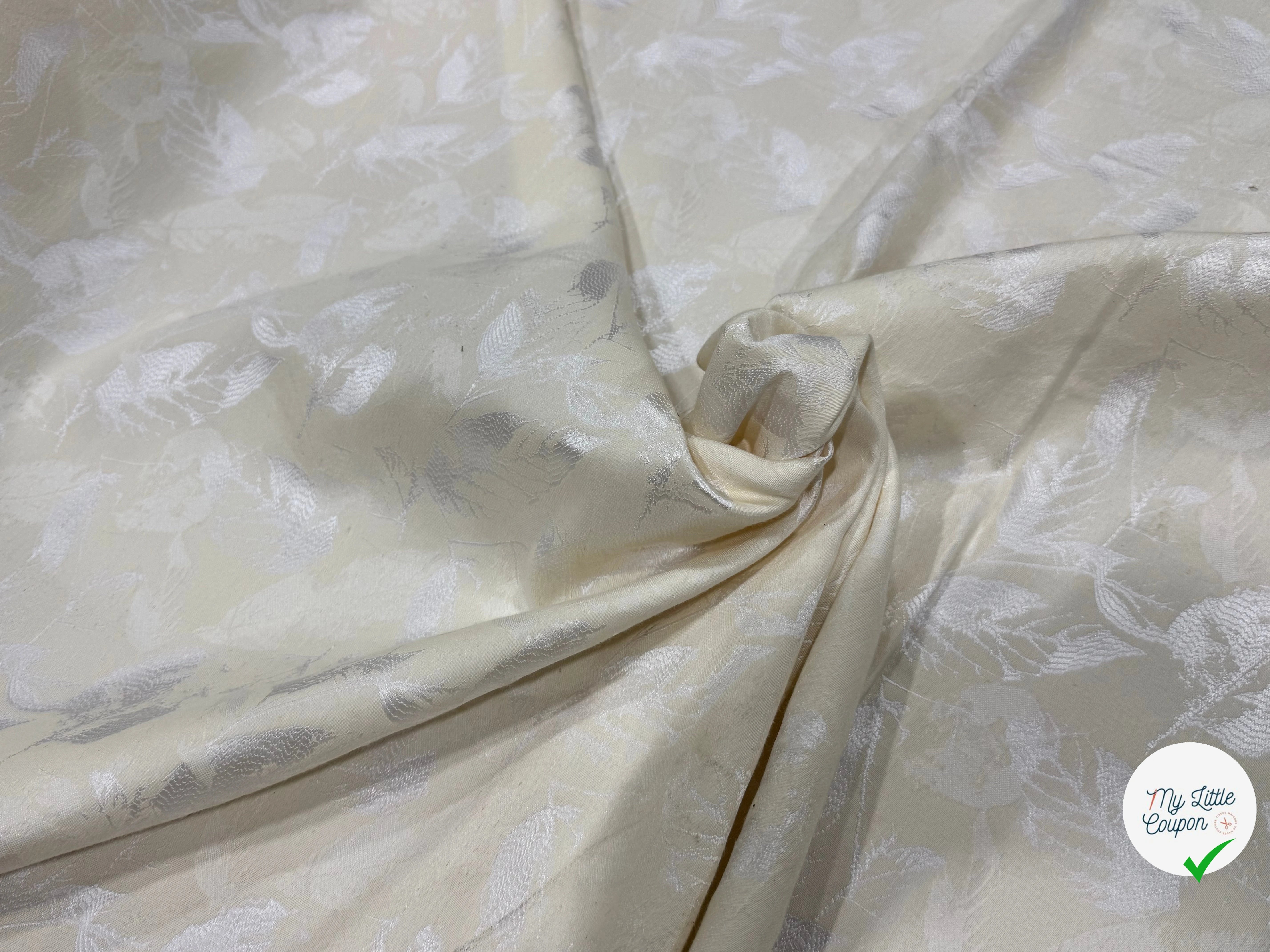 JACQUARD PREMIUM MOTIFS FEUILLAGE FOND ÉCRU - My Little Coupon