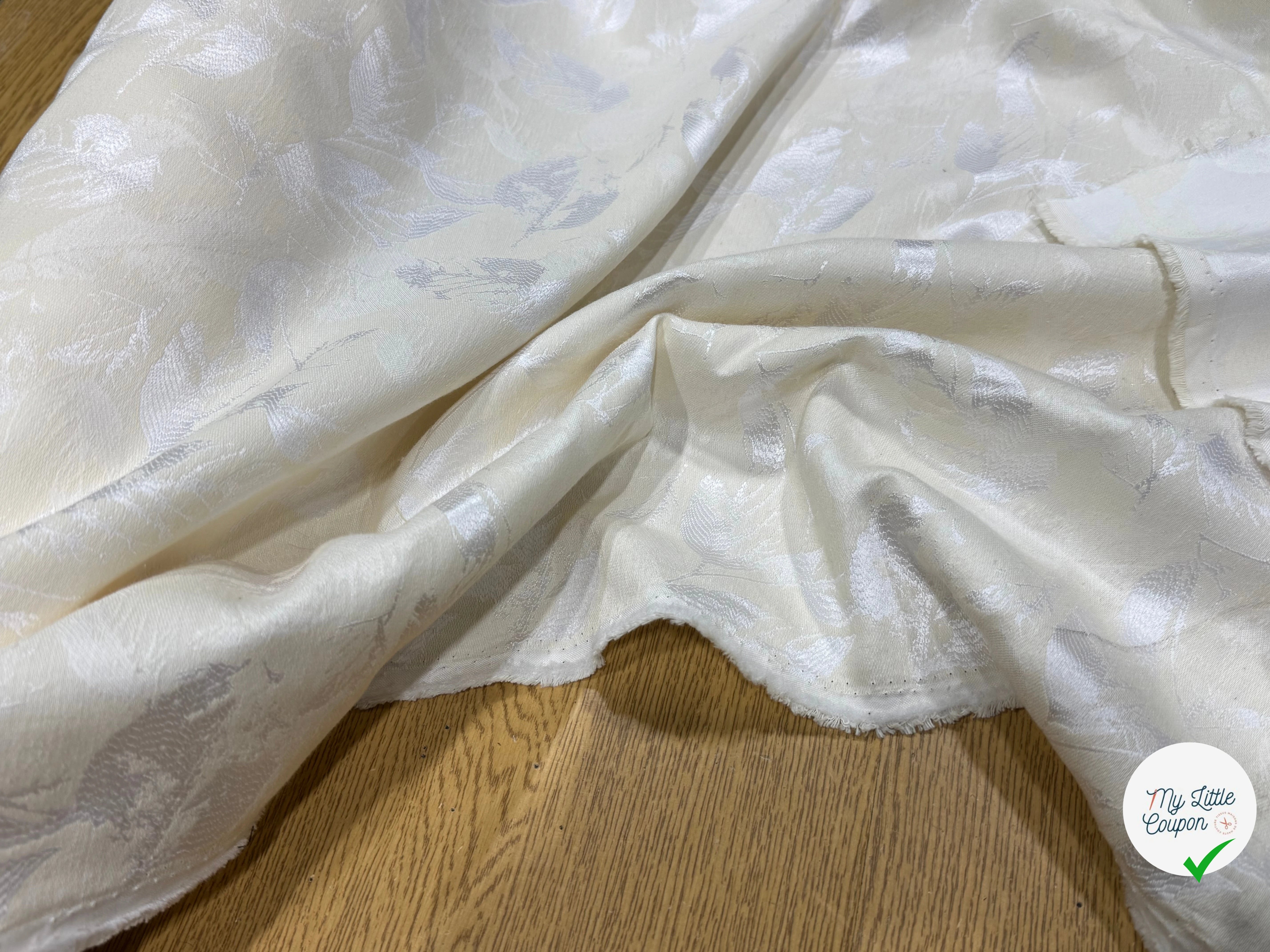 JACQUARD PREMIUM MOTIFS FEUILLAGE FOND ÉCRU - My Little Coupon