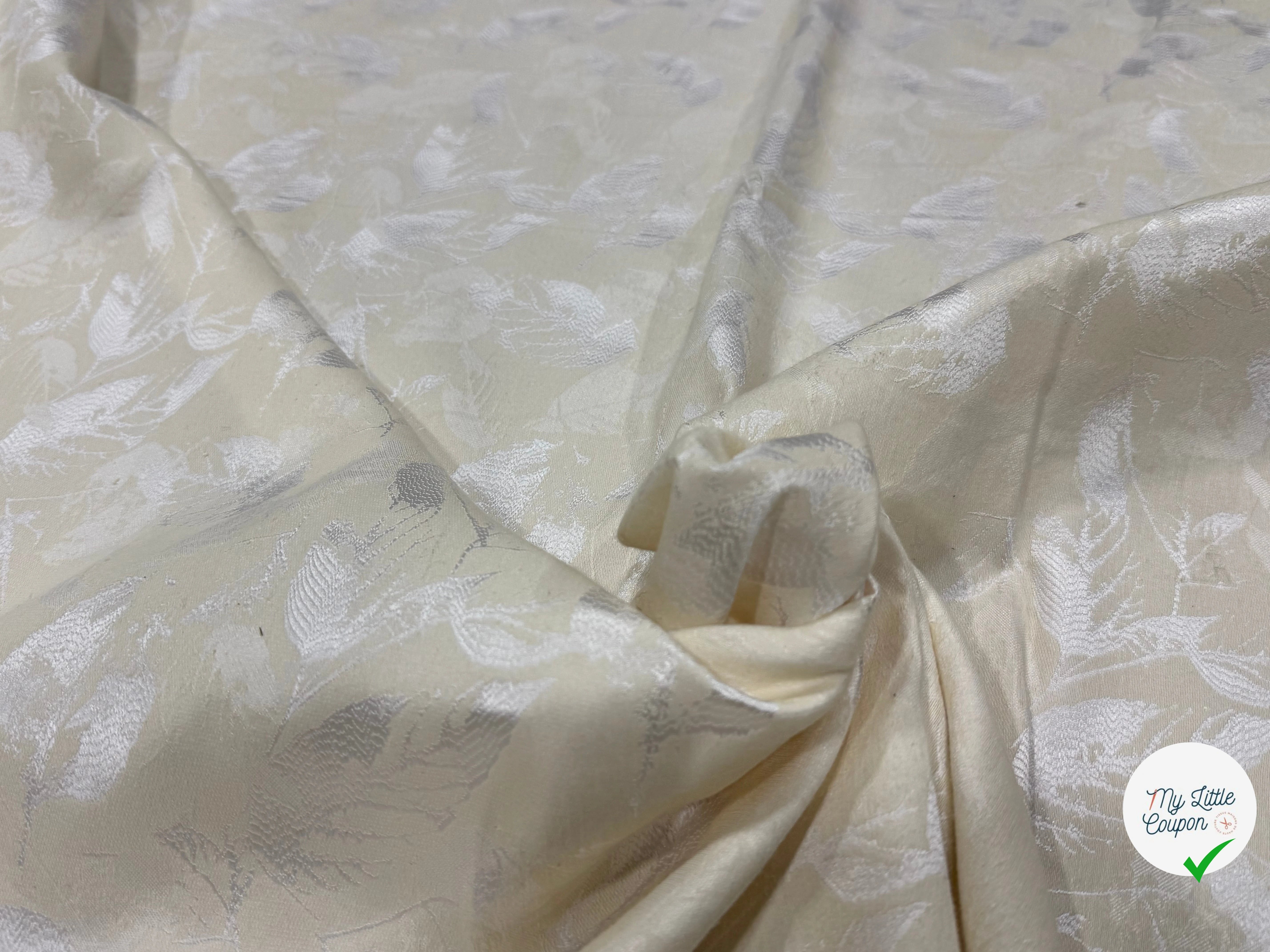 JACQUARD PREMIUM MOTIFS FEUILLAGE FOND ÉCRU - My Little Coupon