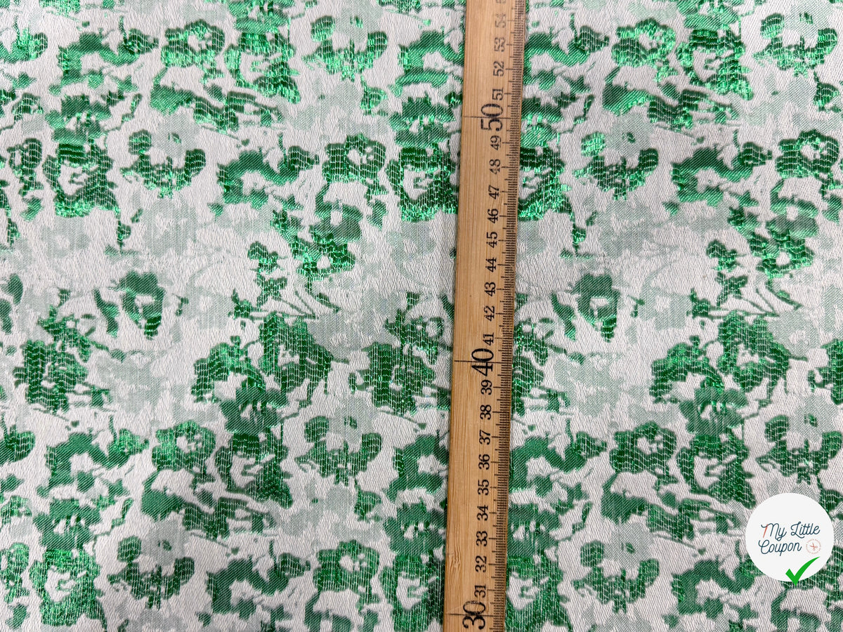 JACQUARD PREMIUM MOTIFS FLORAUX VERT FOND ÉCRU - My Little Coupon
