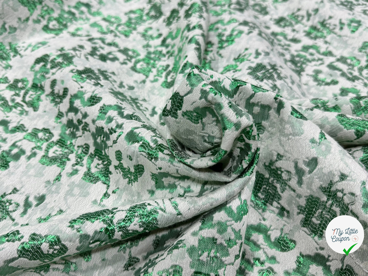 JACQUARD PREMIUM MOTIFS FLORAUX VERT FOND ÉCRU - My Little Coupon