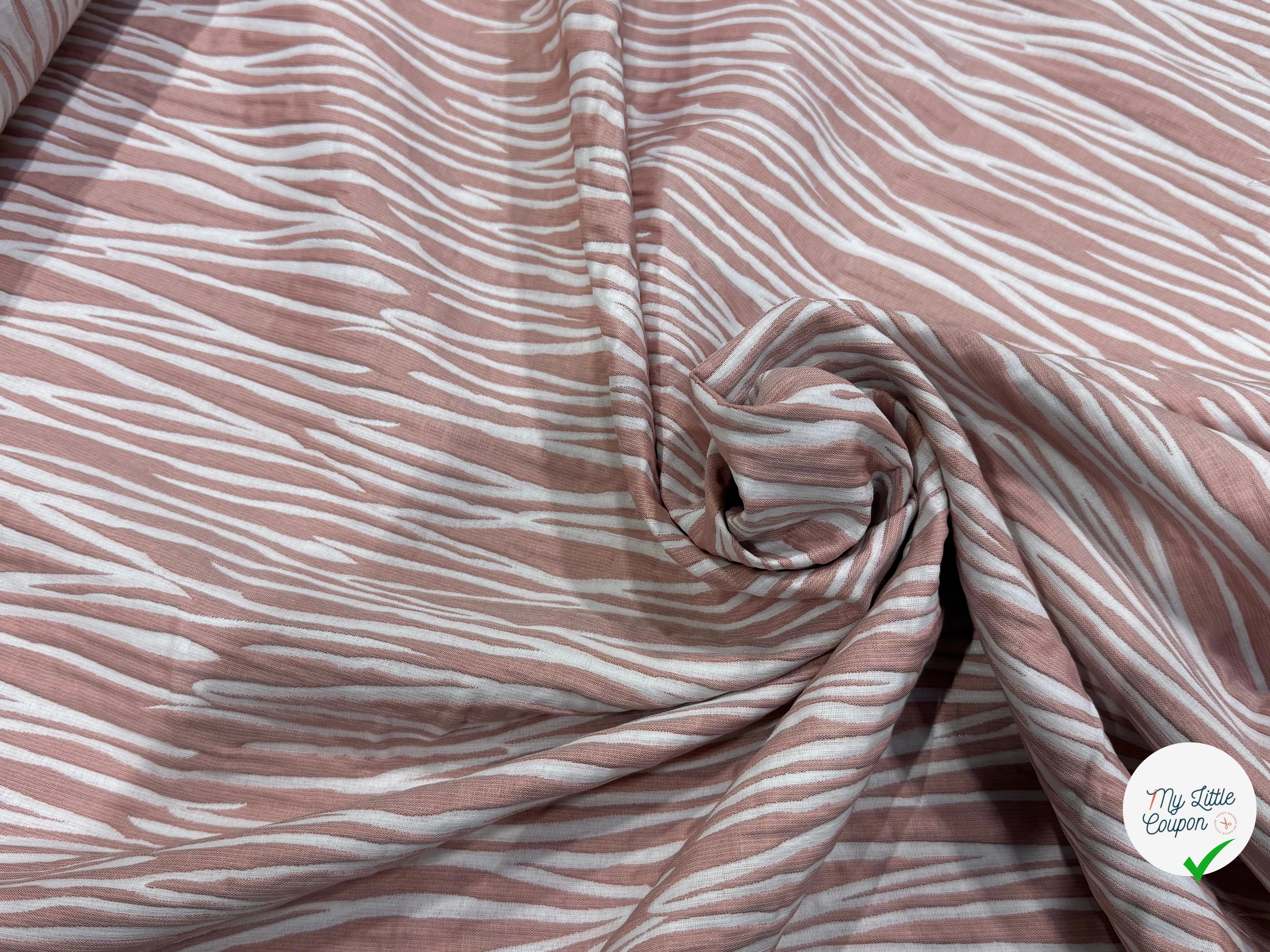 JACQUARD RAYURES FAÇON ANIMA ROSE PÂLE - My Little Coupon