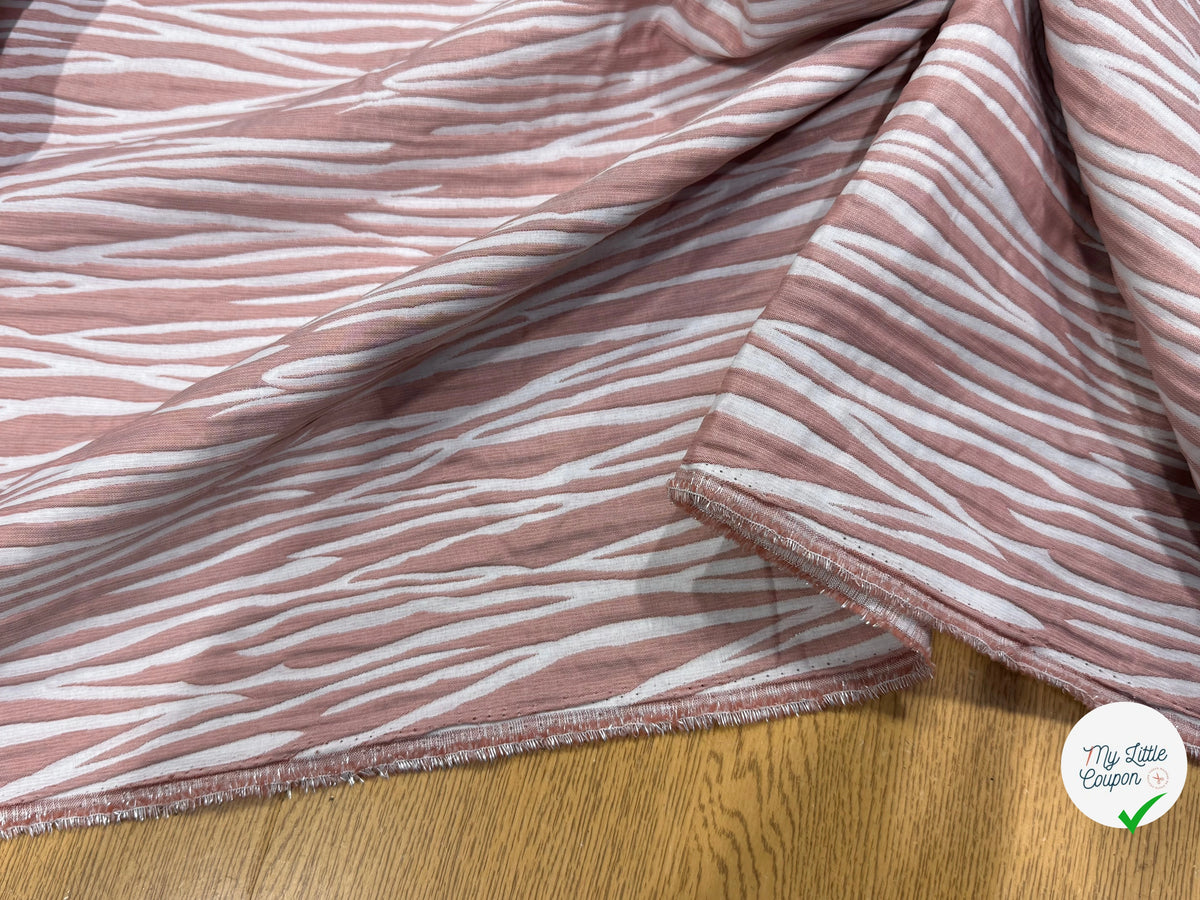JACQUARD RAYURES FAÇON ANIMA ROSE PÂLE - My Little Coupon