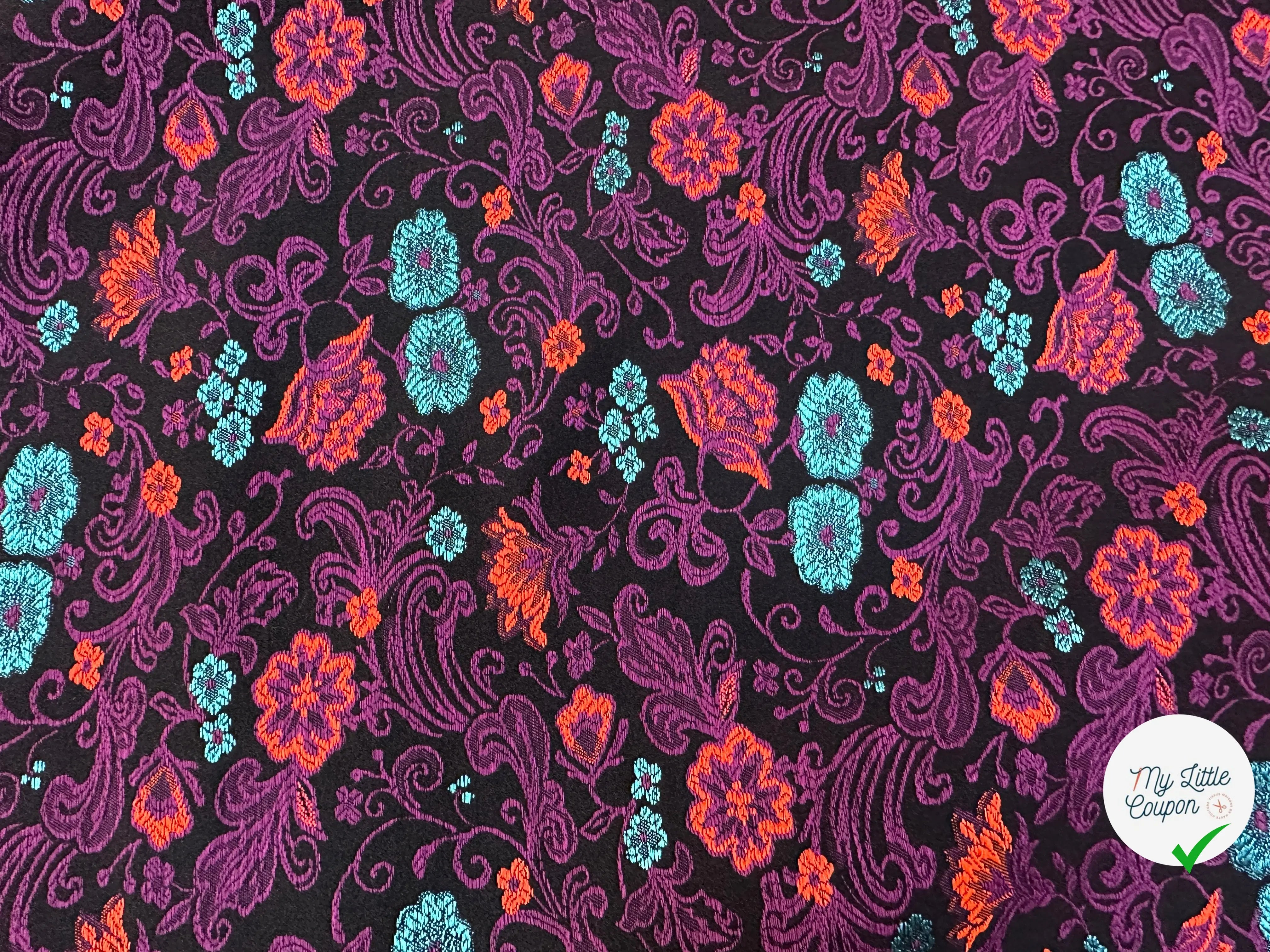 JACQUARD REVERSIBLE RAYURES ORANGE ET BLEU ET FLEURS - My Little Coupon