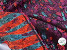 JACQUARD REVERSIBLE RAYURES ORANGE ET BLEU ET FLEURS - My Little Coupon