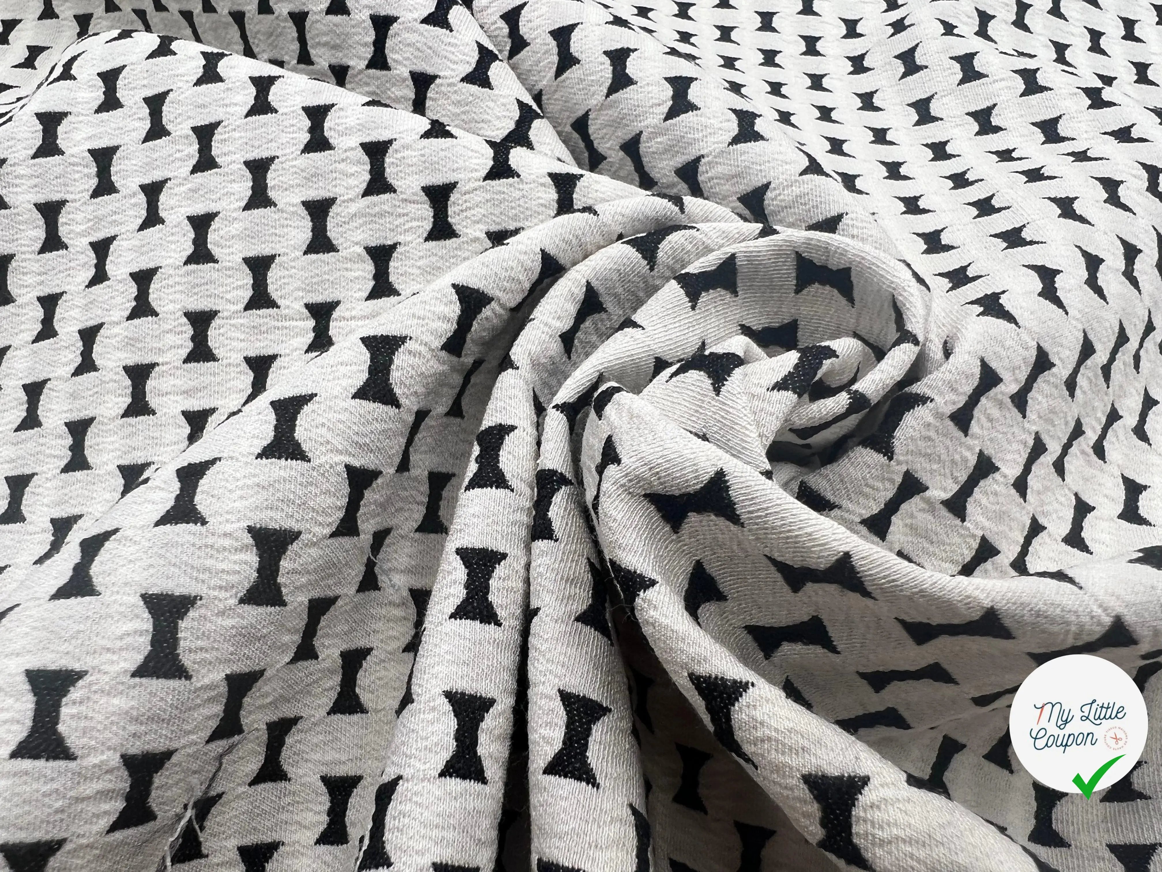 JACQUARD STRETECH RÉVERSIBLE DUO DE LIGNES BLANCHES ET BOUTON PUSH - coupon de tissu de 3 mètres - My Little Coupon - tissu - coudre
