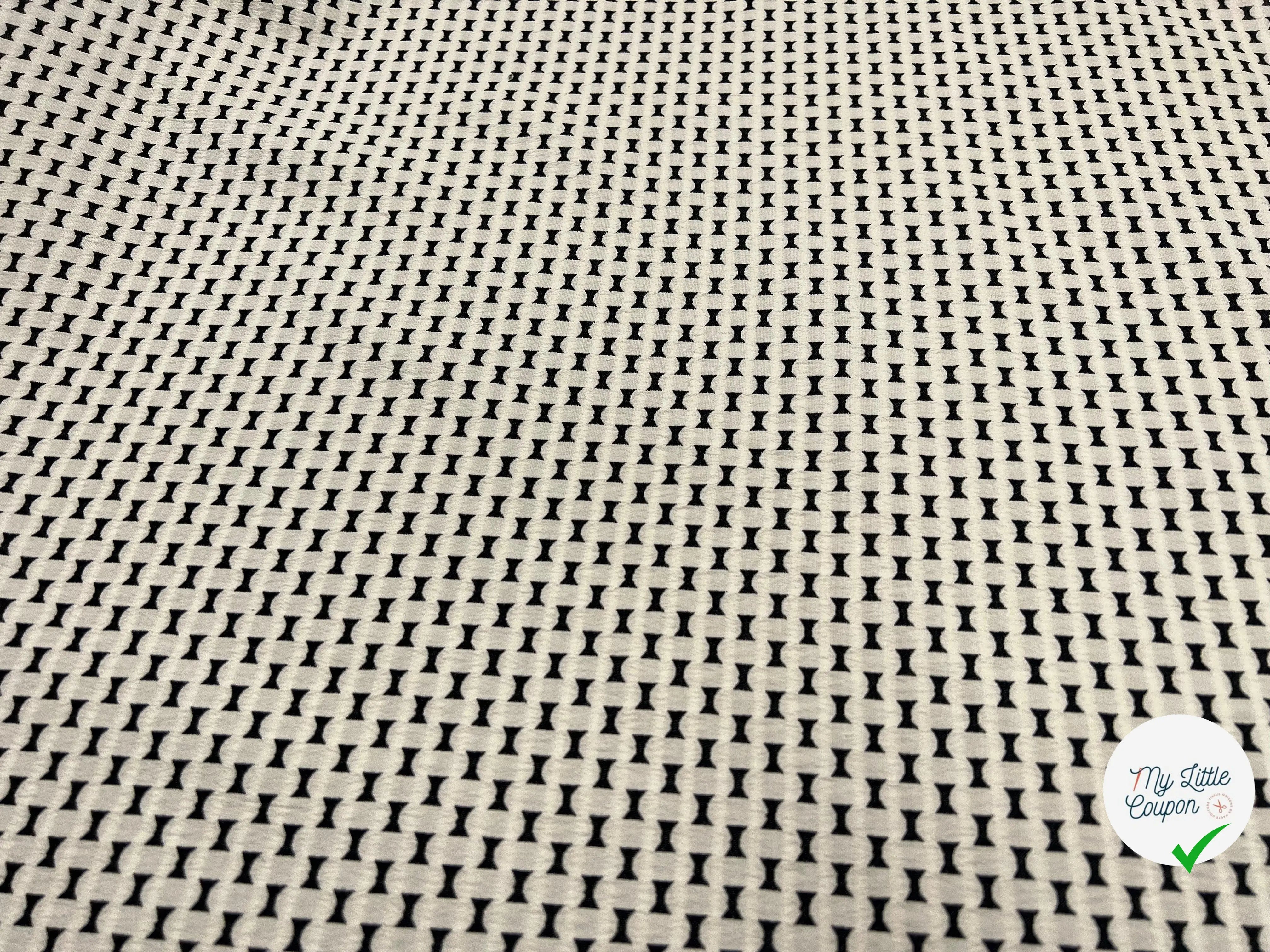JACQUARD STRETECH RÉVERSIBLE DUO DE LIGNES BLANCHES ET BOUTON PUSH - coupon de tissu de 3 mètres - My Little Coupon - tissu - coudre