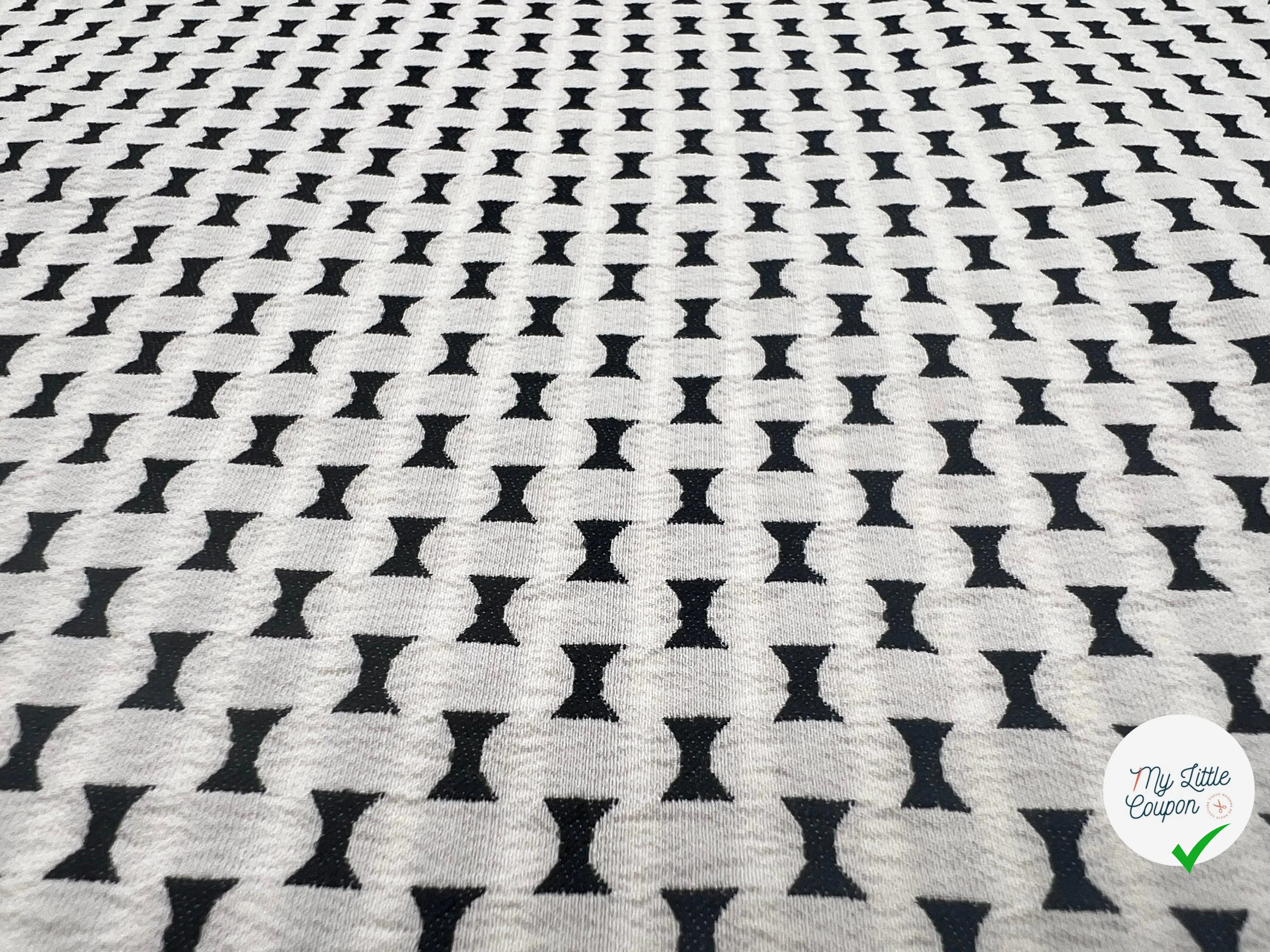 JACQUARD STRETECH RÉVERSIBLE DUO DE LIGNES BLANCHES ET BOUTON PUSH - coupon de tissu de 3 mètres - My Little Coupon - tissu - coudre