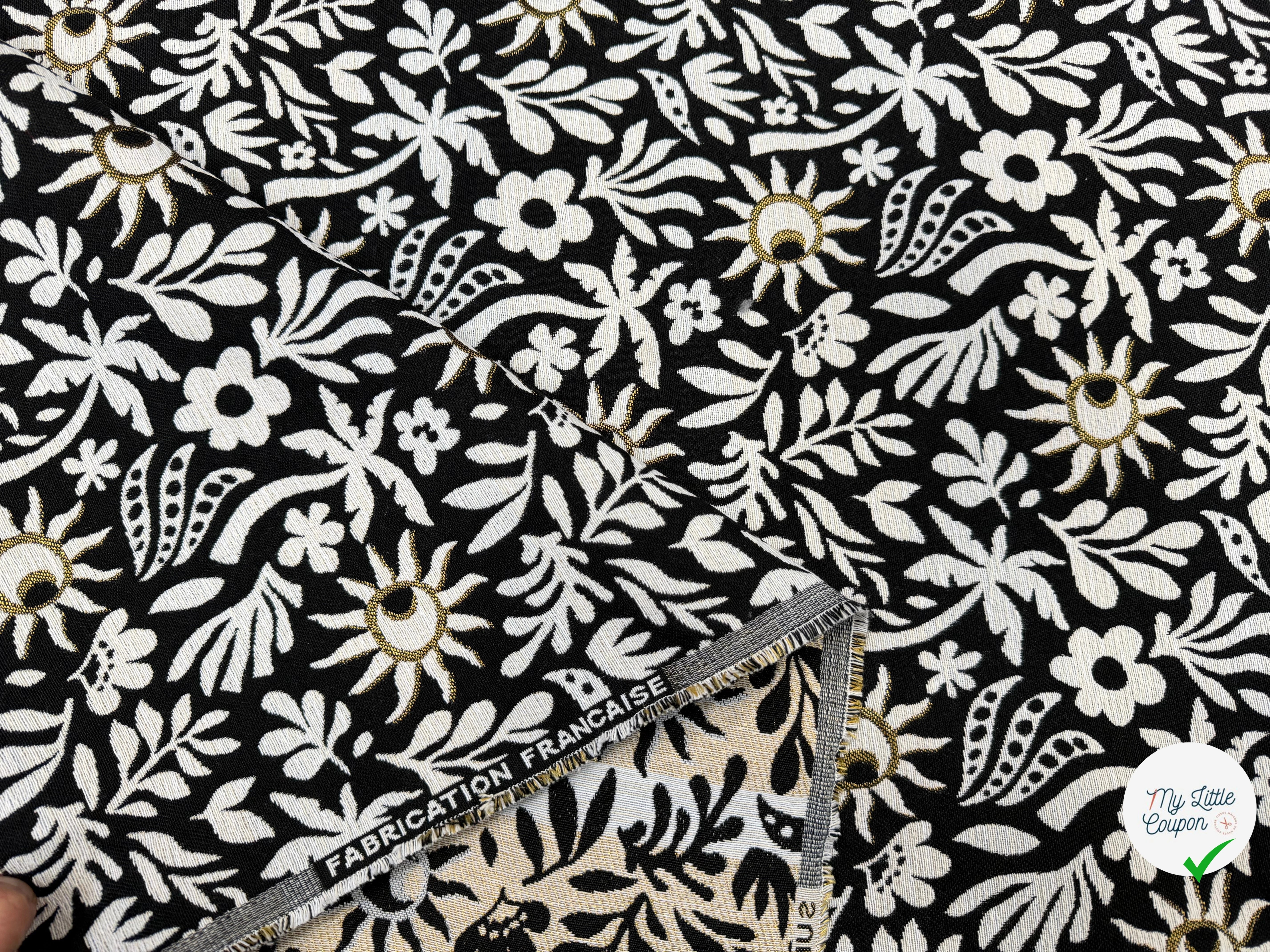 JACQUARD SUNLIGHT ALLOVER NOIR 140 CM MADE IN FRANCE 🇫🇷 - My Little Coupon
