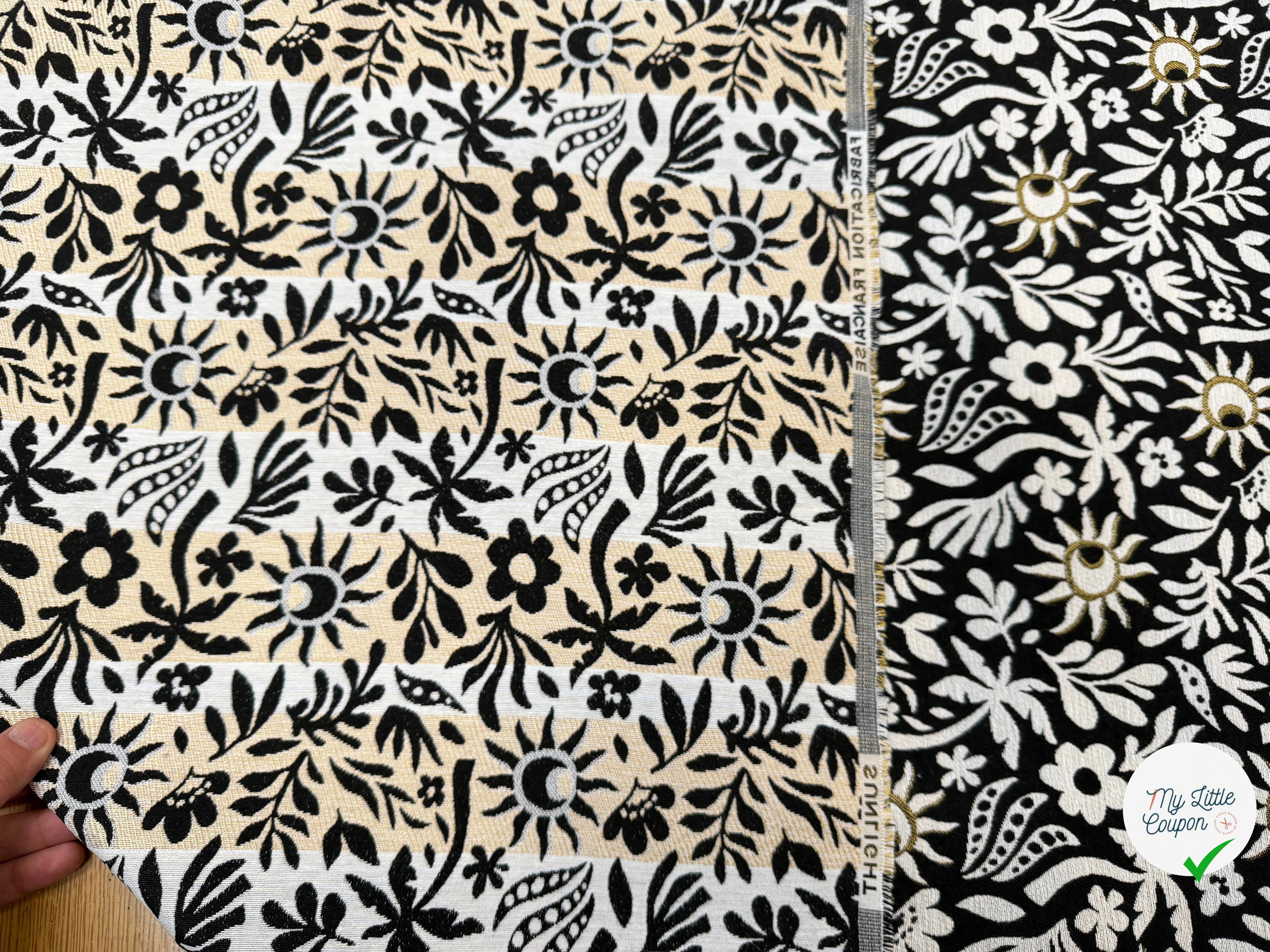 JACQUARD SUNLIGHT ALLOVER NOIR 140 CM MADE IN FRANCE 🇫🇷 - My Little Coupon