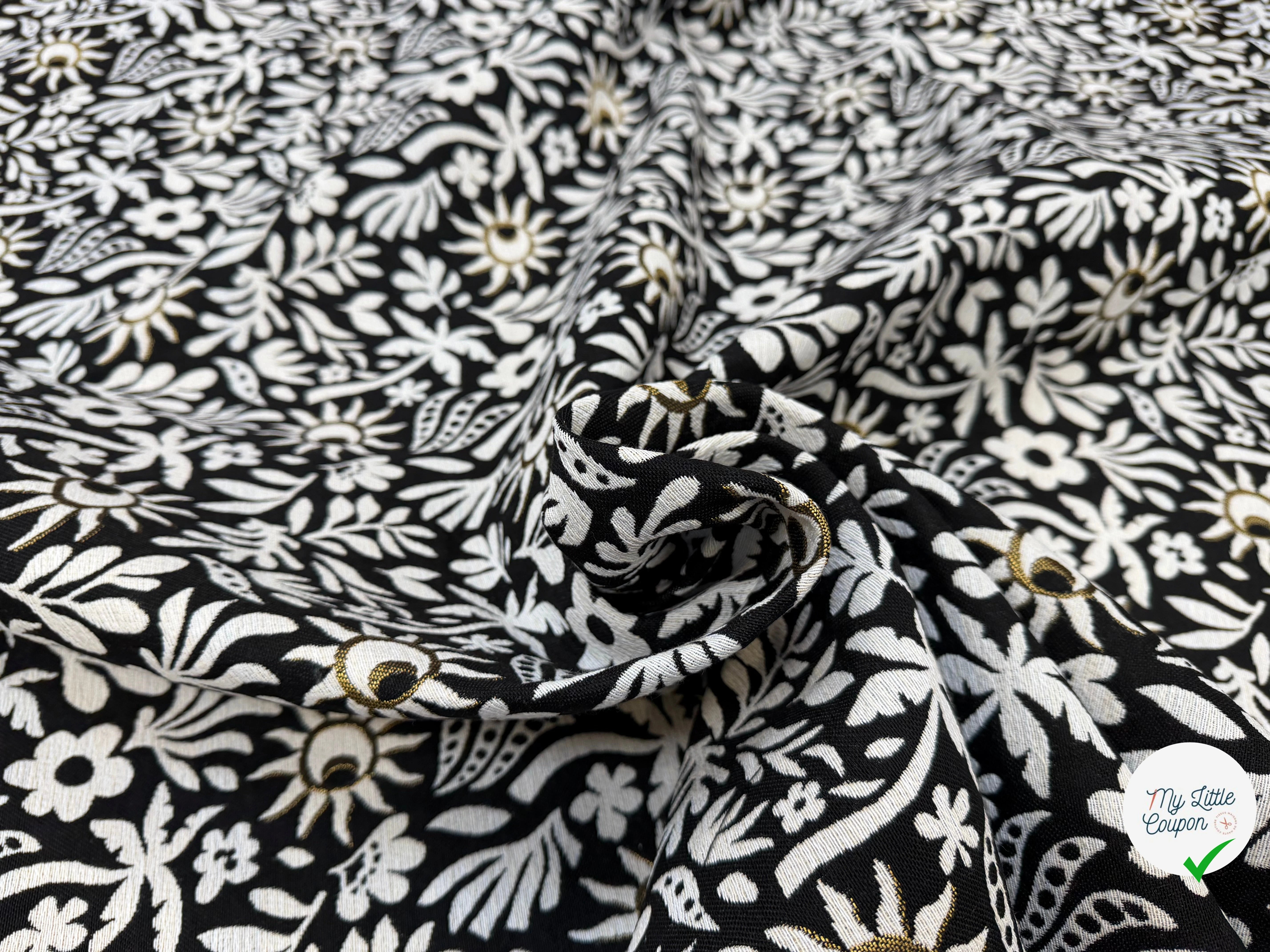 JACQUARD SUNLIGHT ALLOVER NOIR 140 CM MADE IN FRANCE 🇫🇷 - My Little Coupon