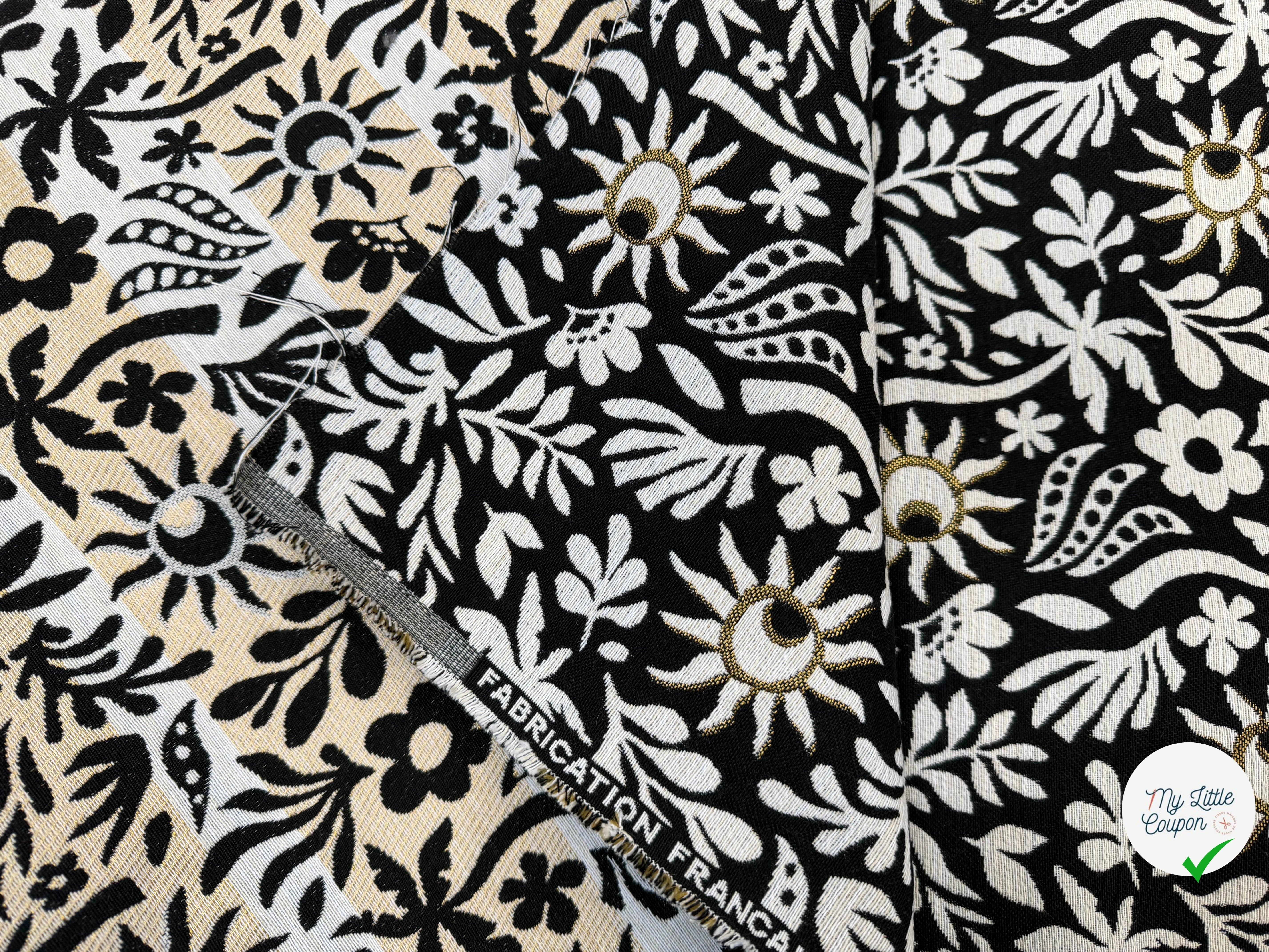 JACQUARD SUNLIGHT ALLOVER NOIR 140 CM MADE IN FRANCE 🇫🇷 - My Little Coupon