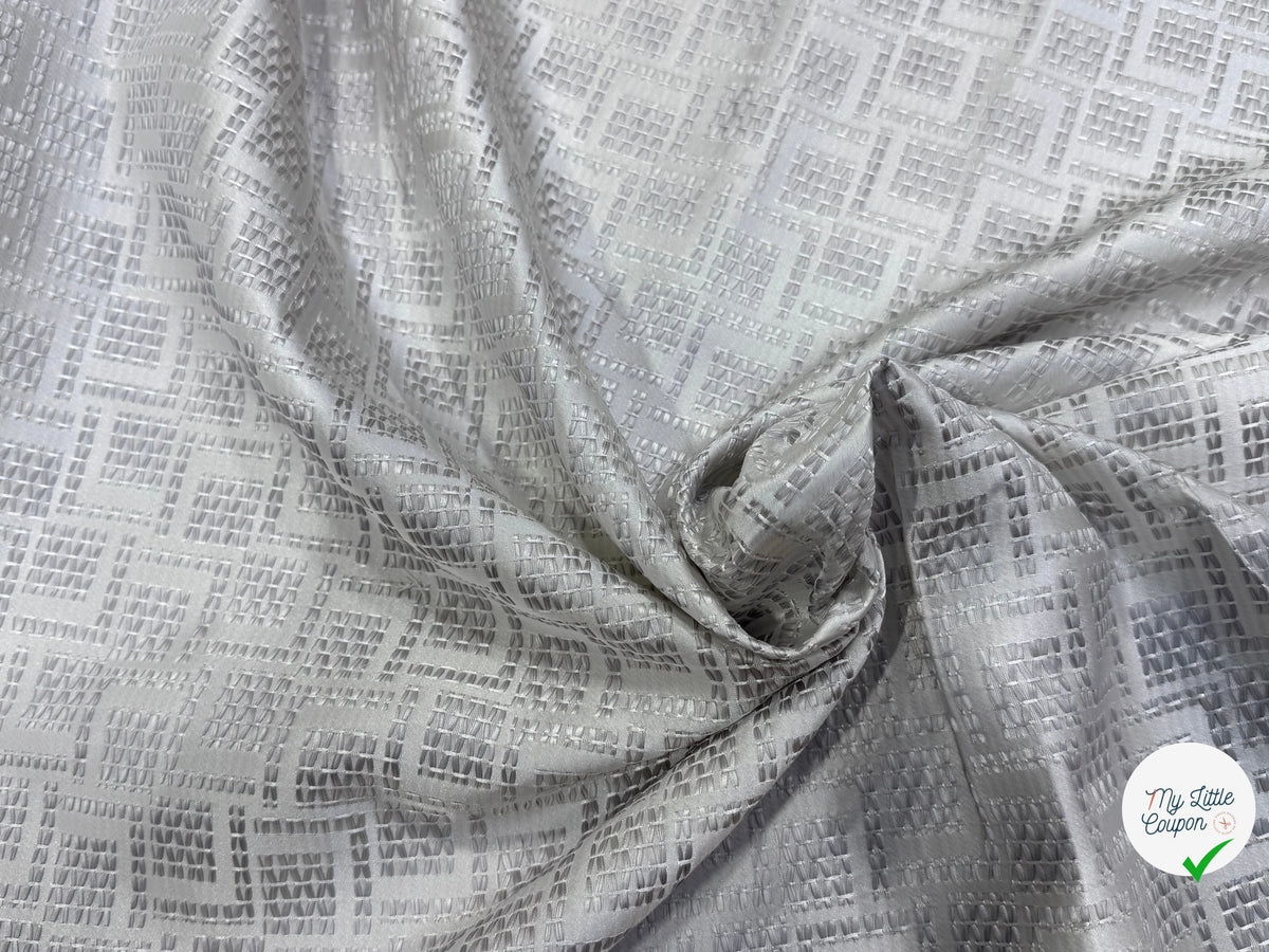 JACQUARD TISSÉ MOTIFS GÉOMÉTRIQUES BLEU GRIS LAVANDE - My Little Coupon
