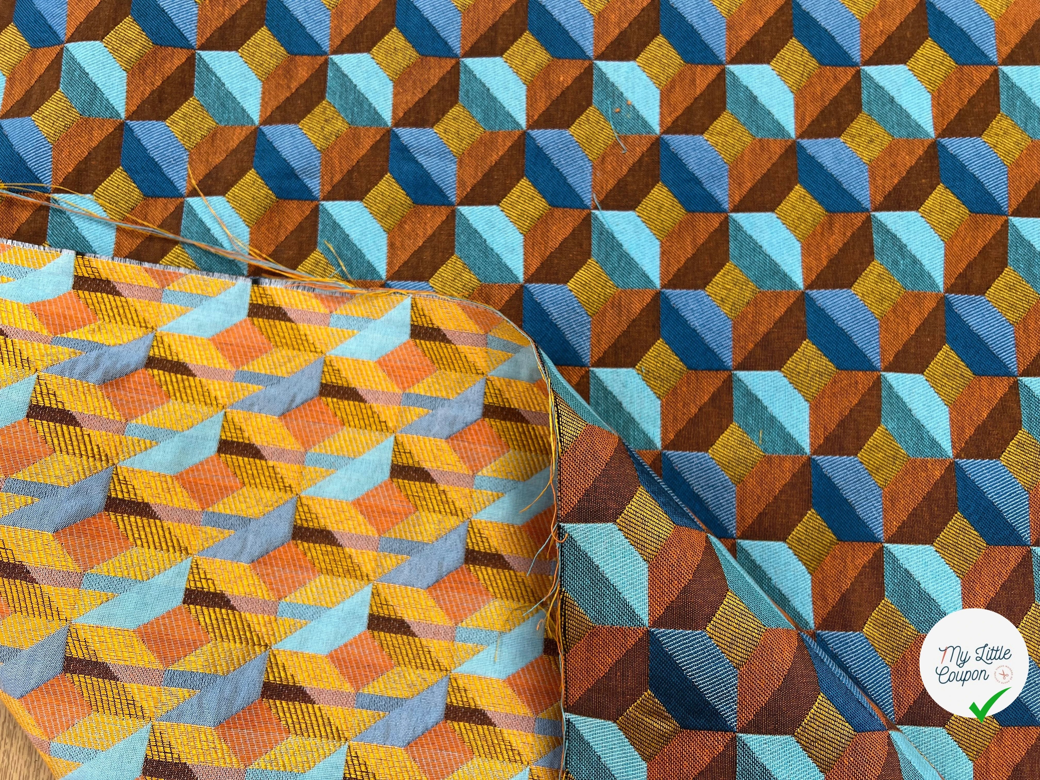 JACQUARD TISSÉ TEINT PAOLA ALLOVER ORANGE BLEU - My Little Coupon