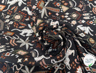 JACQUARD TISSÉ TEINT TIBET ALLOVER NOIR ORANGE - My Little Coupon