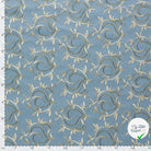 JEAN BRODÉ FEUILLES BLEU CLAIR 70% COTON - My Little Coupon