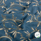 JEAN BRODÉ FEUILLES INDIGO - My Little Coupon