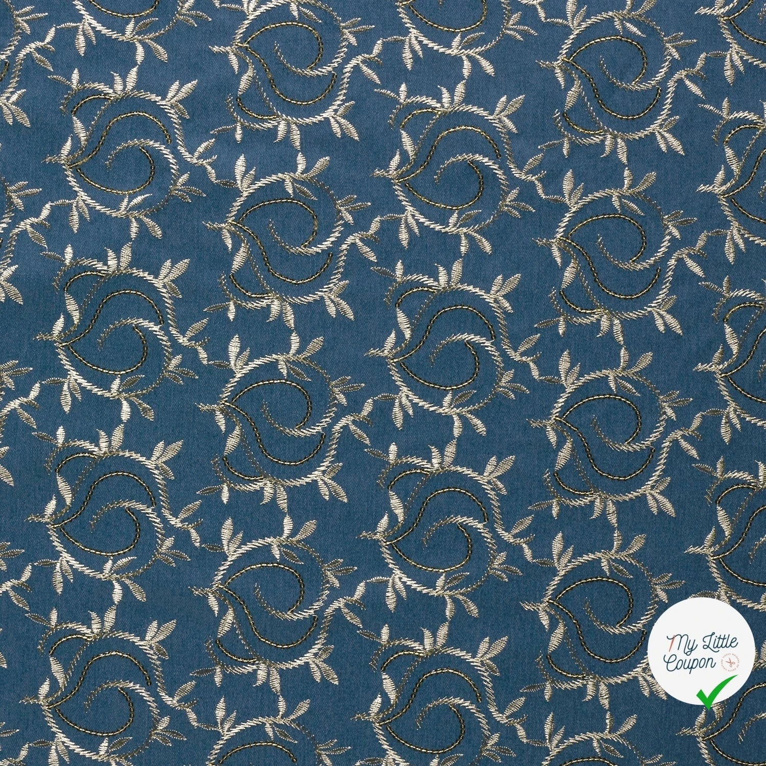 JEAN BRODÉ FEUILLES INDIGO - My Little Coupon