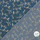 JEAN BRODÉ FEUILLES INDIGO 70% COTON - My Little Coupon