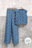 JEAN BRODÉ FEUILLES INDIGO 70% COTON - My Little Coupon