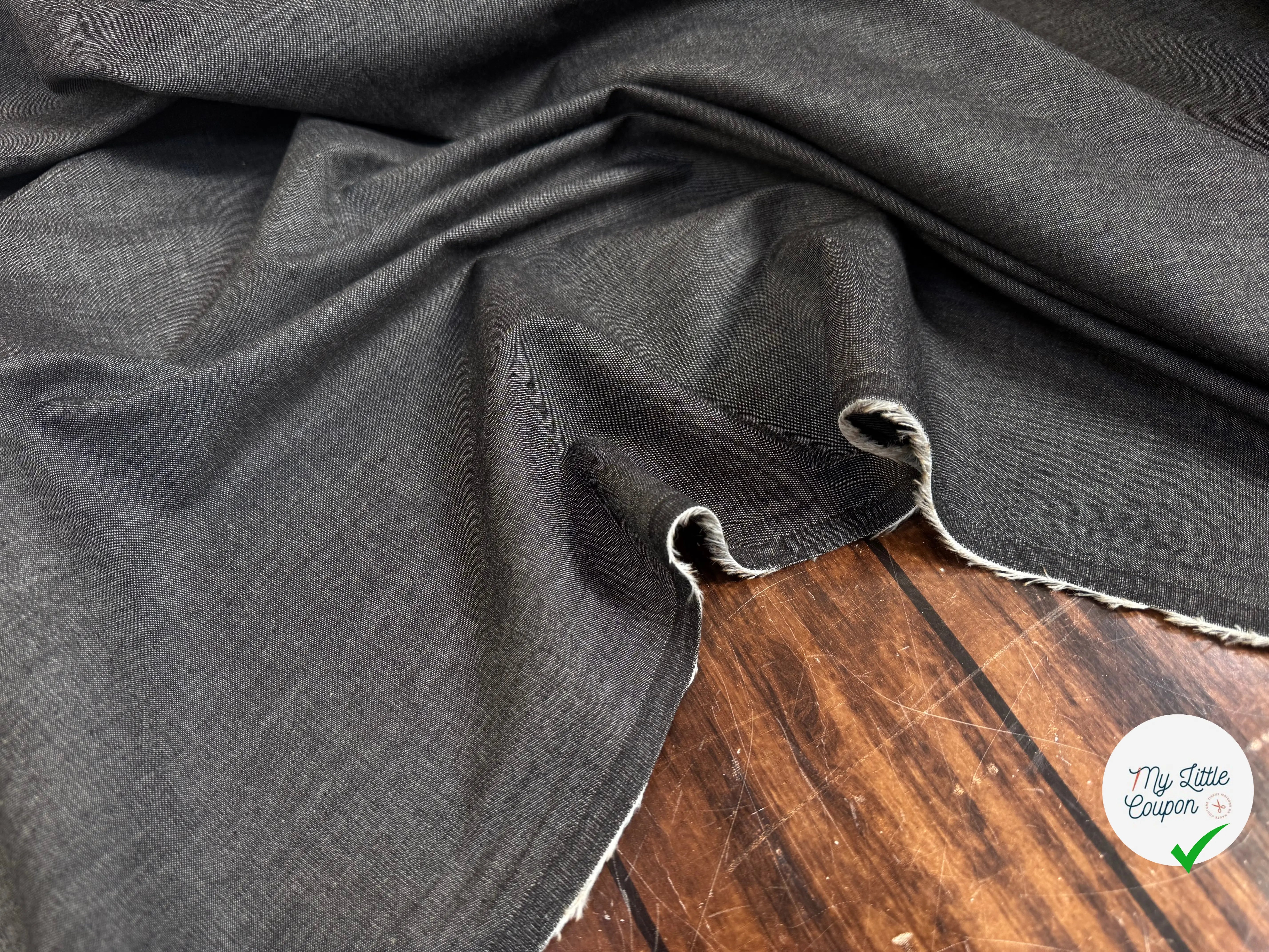 JEAN CHAMBRAY LAVÉ UNI 4806/69 GRIS NOIR ANTRHACITE - My Little Coupon