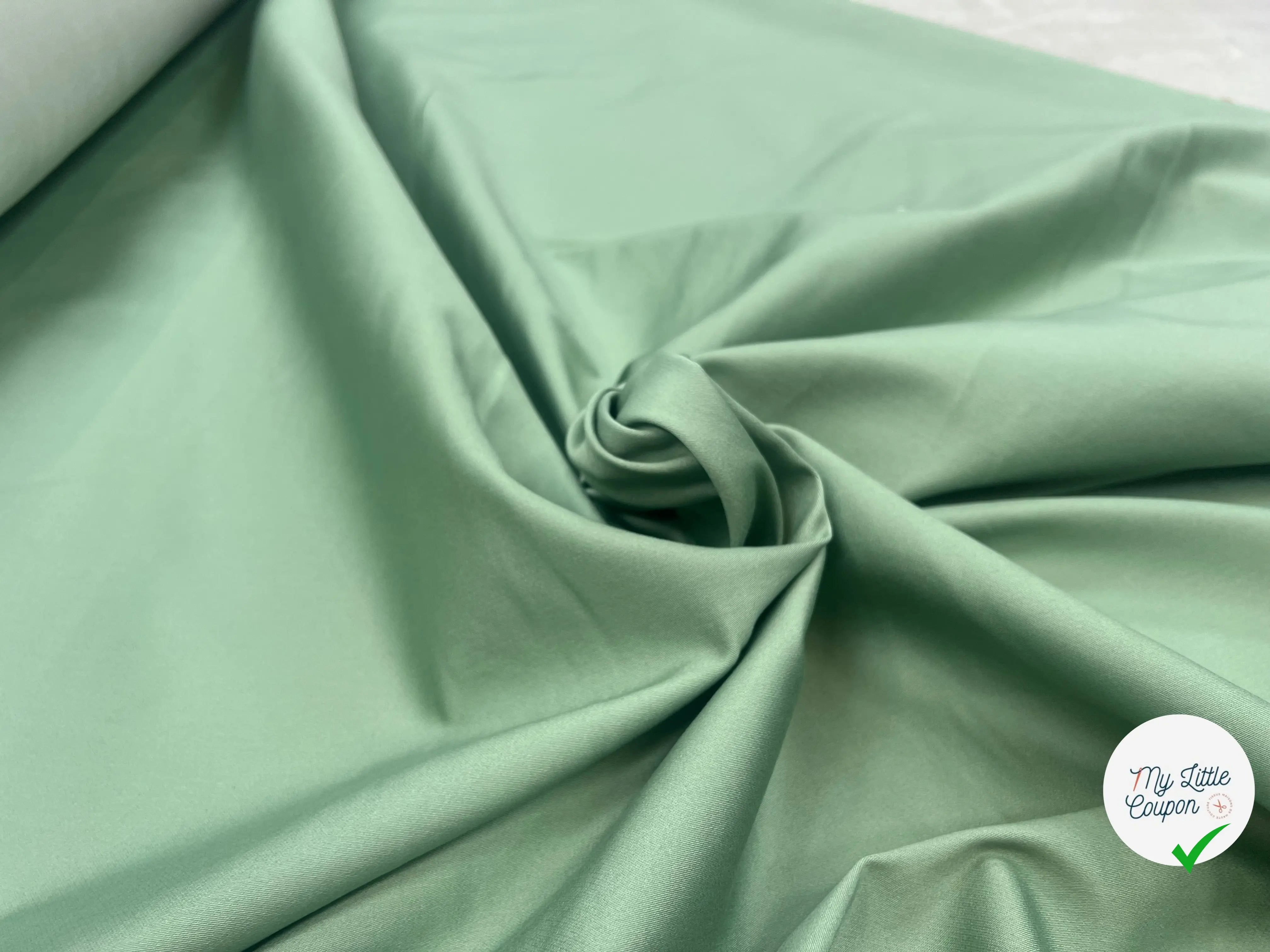 JEAN STRETCH VIEUX VERT UNI AMANDE LÉGÈREMENT SATINÉ - My Little Coupon