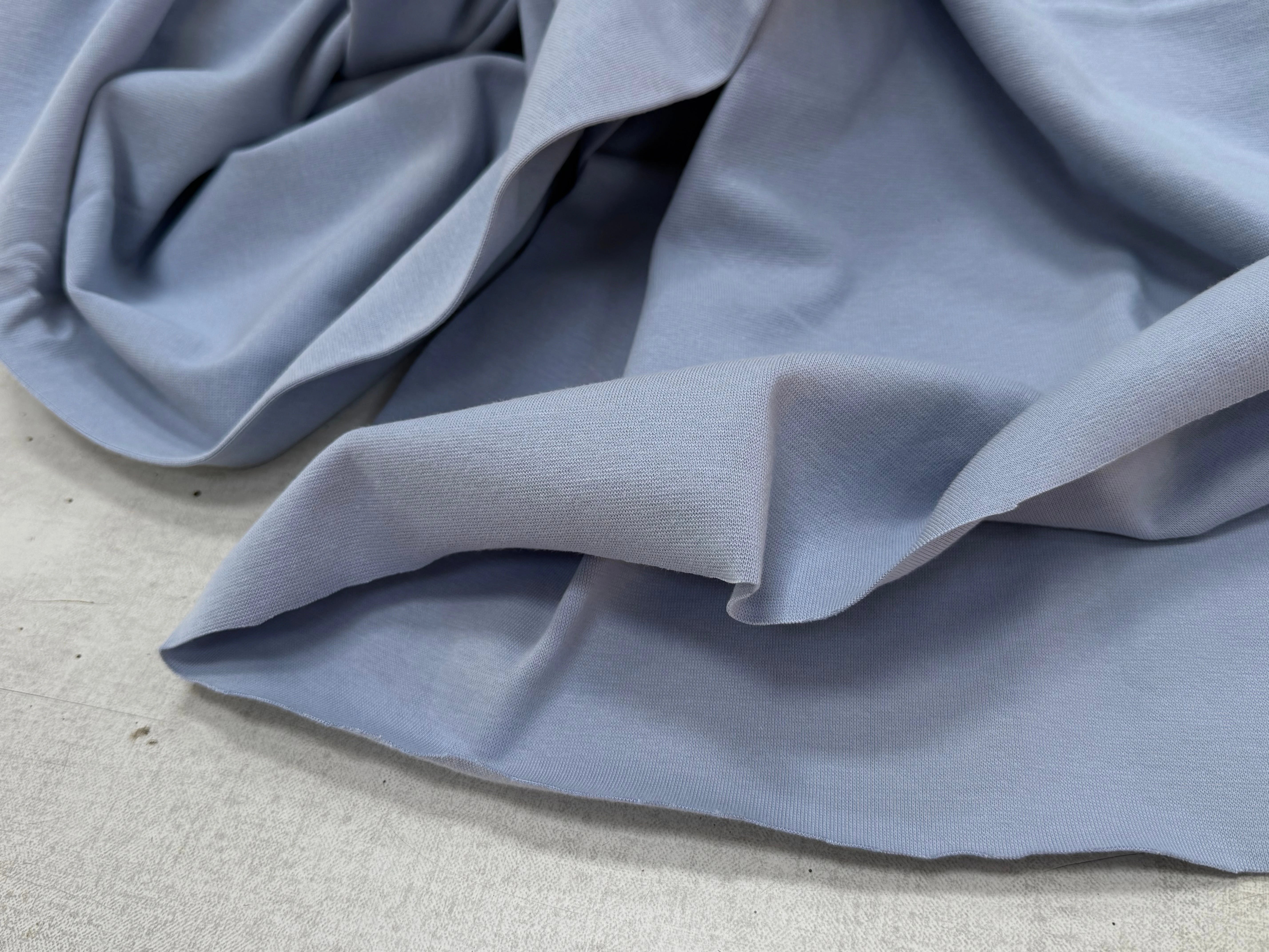 JERSEY COTON 2% ÉLASTHANNE TUBULAIRE 70CM CÔTE 1X1 BLUE BLIZZARD - My Little Coupon