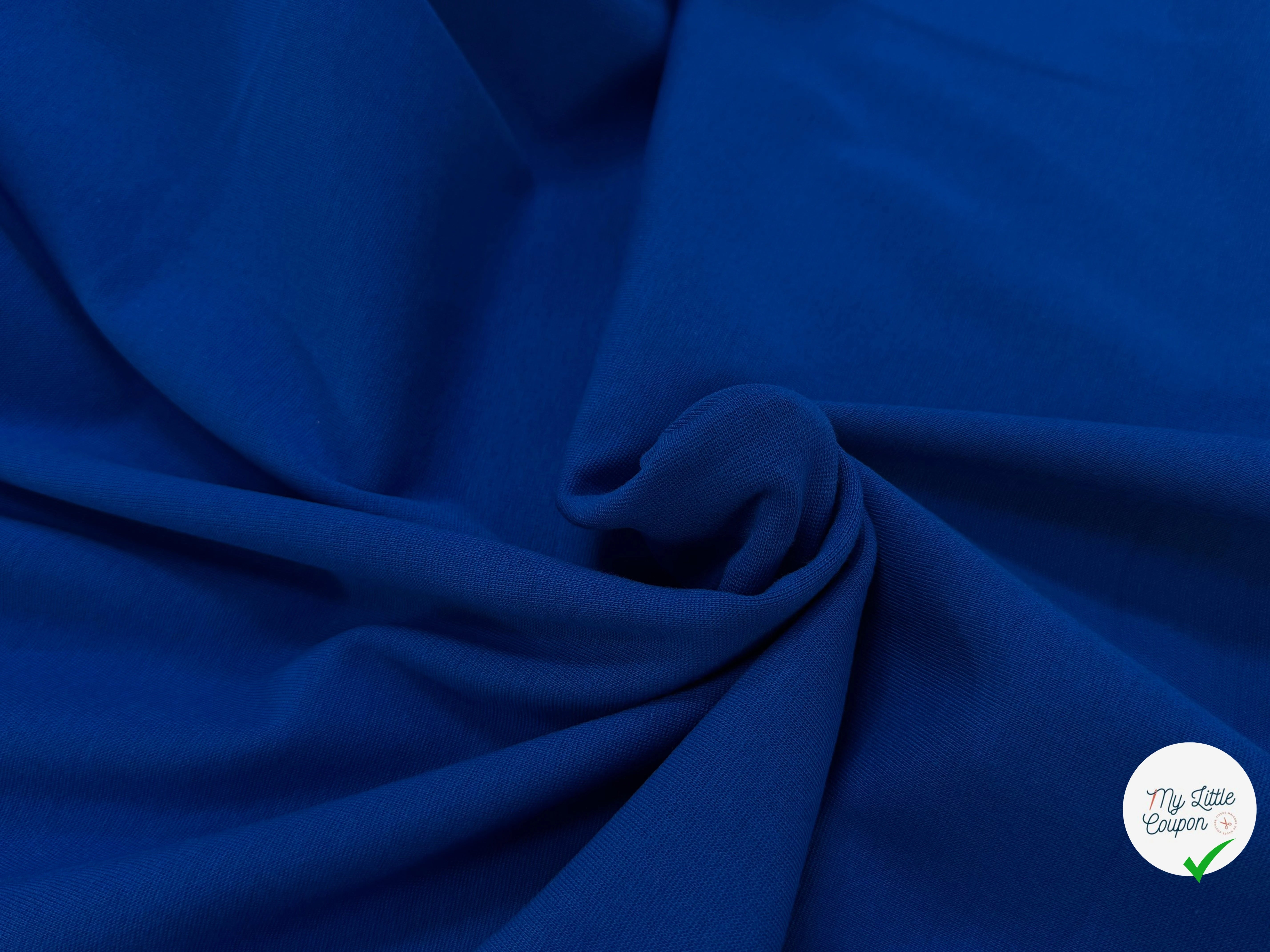 JERSEY COTON 2% ÉLASTHANNE TUBULAIRE 70CM CÔTE 1X1 BLUE ELECTRO - My Little Coupon