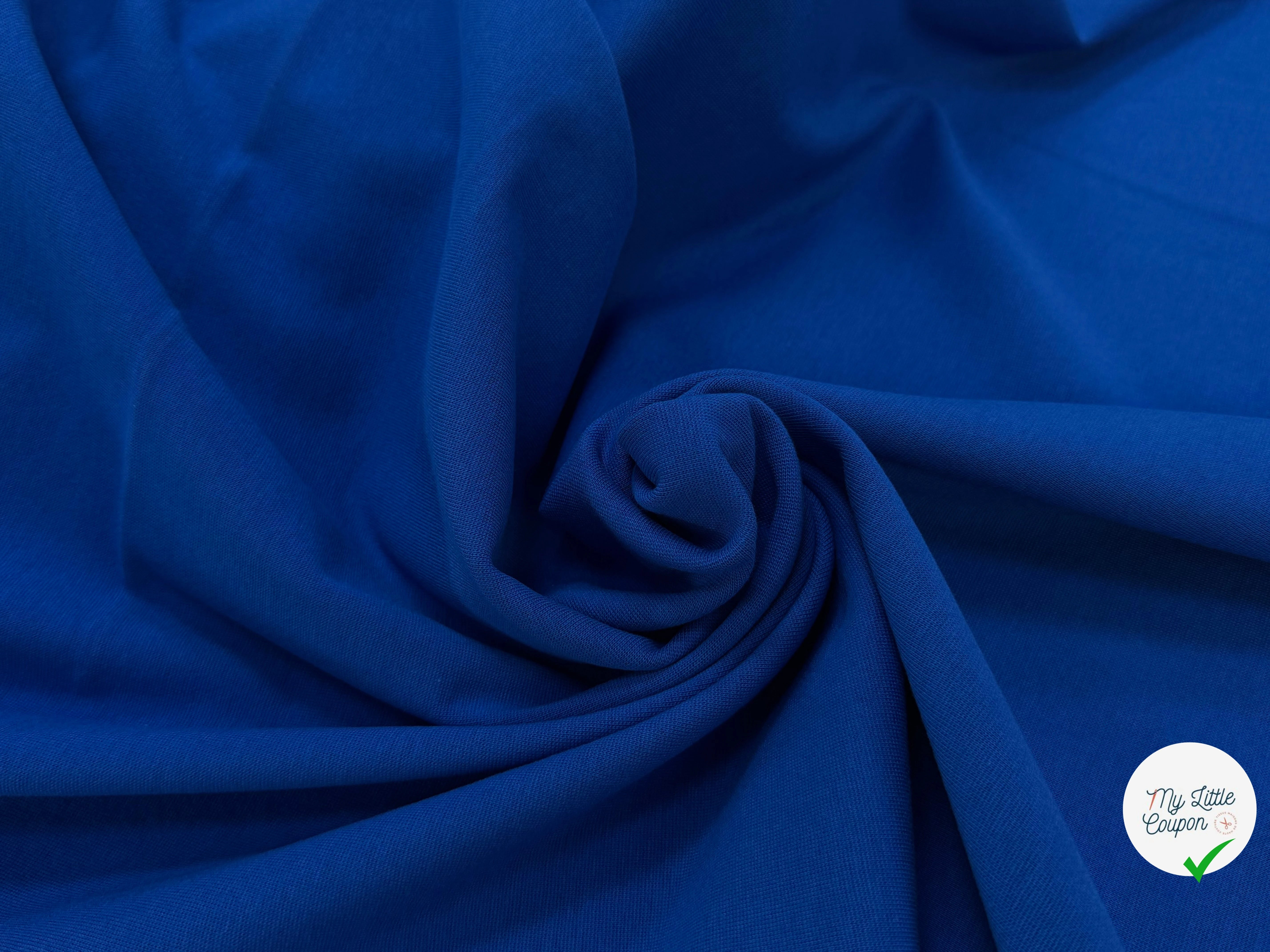 JERSEY COTON 2% ÉLASTHANNE TUBULAIRE 70CM CÔTE 1X1 BLUE ELECTRO - My Little Coupon