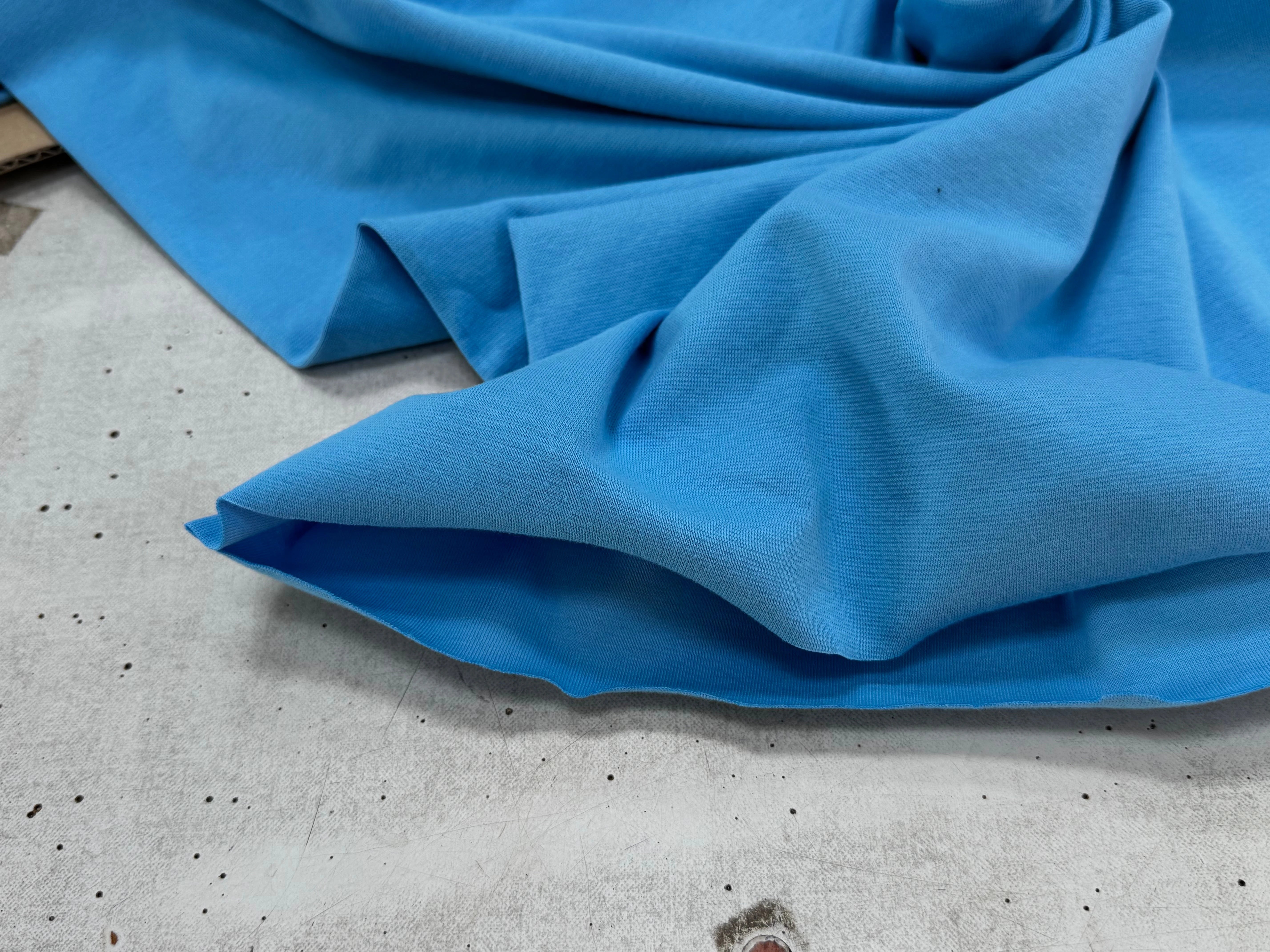 JERSEY COTON 2% ÉLASTHANNE TUBULAIRE 70CM CÔTE 1X1 BONNIE BLUE - My Little Coupon
