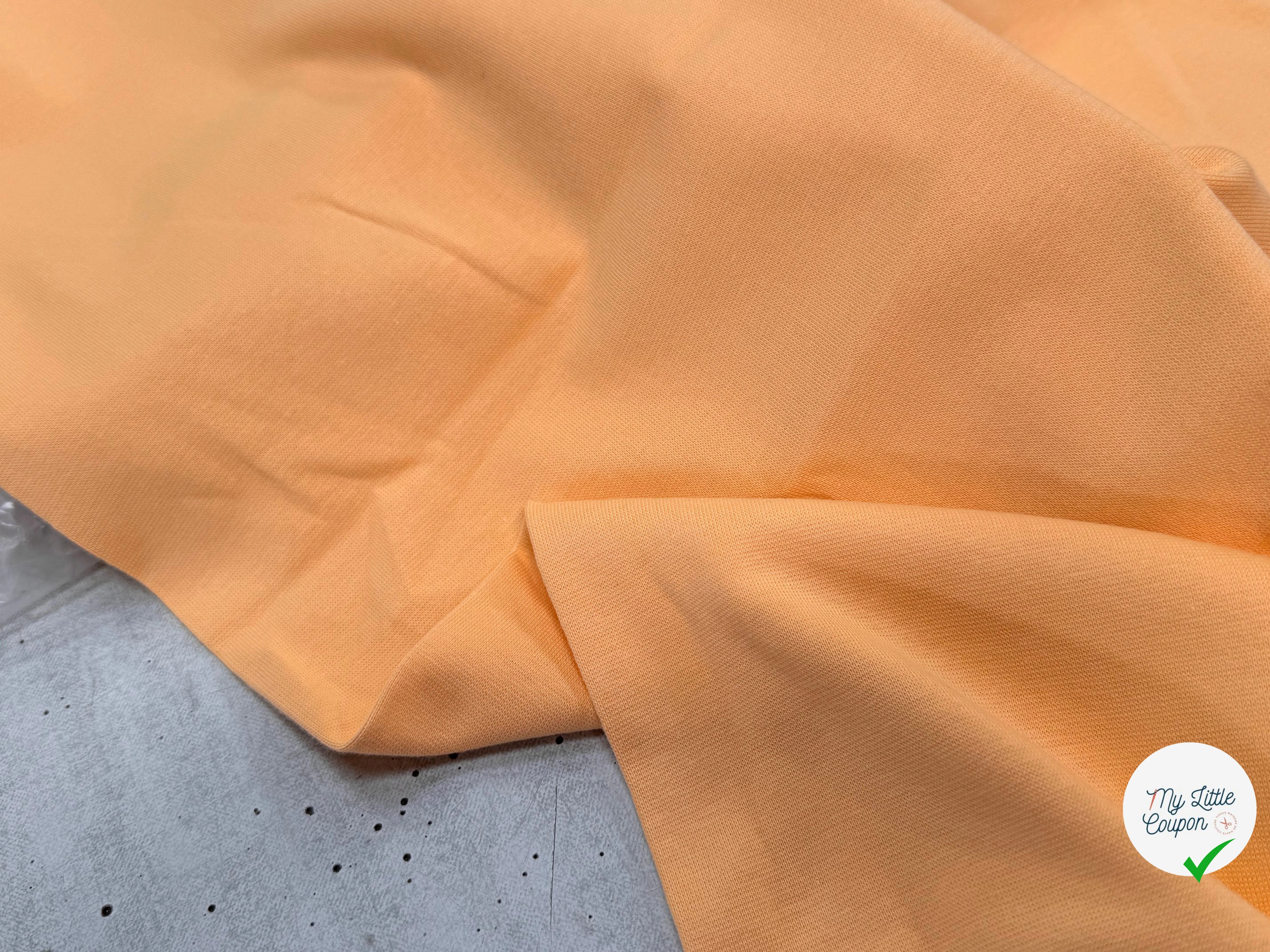 JERSEY COTON 2% ÉLASTHANNE TUBULAIRE 70CM CÔTE 1X1 BUFF ORANGE - My Little Coupon