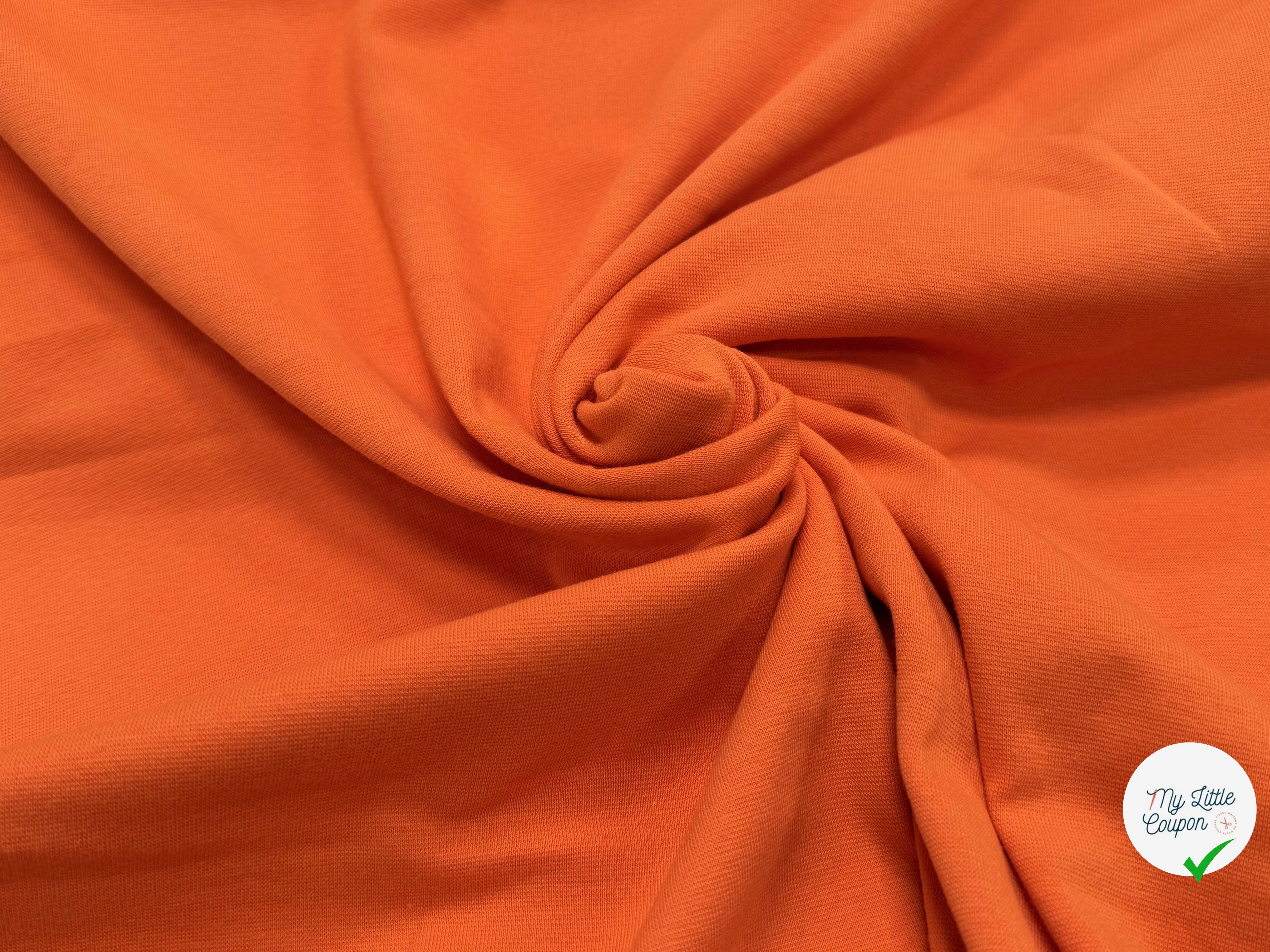 JERSEY COTON 2% ÉLASTHANNE TUBULAIRE 70CM CÔTE 1X1 CELOSIA ORANGE - My Little Coupon