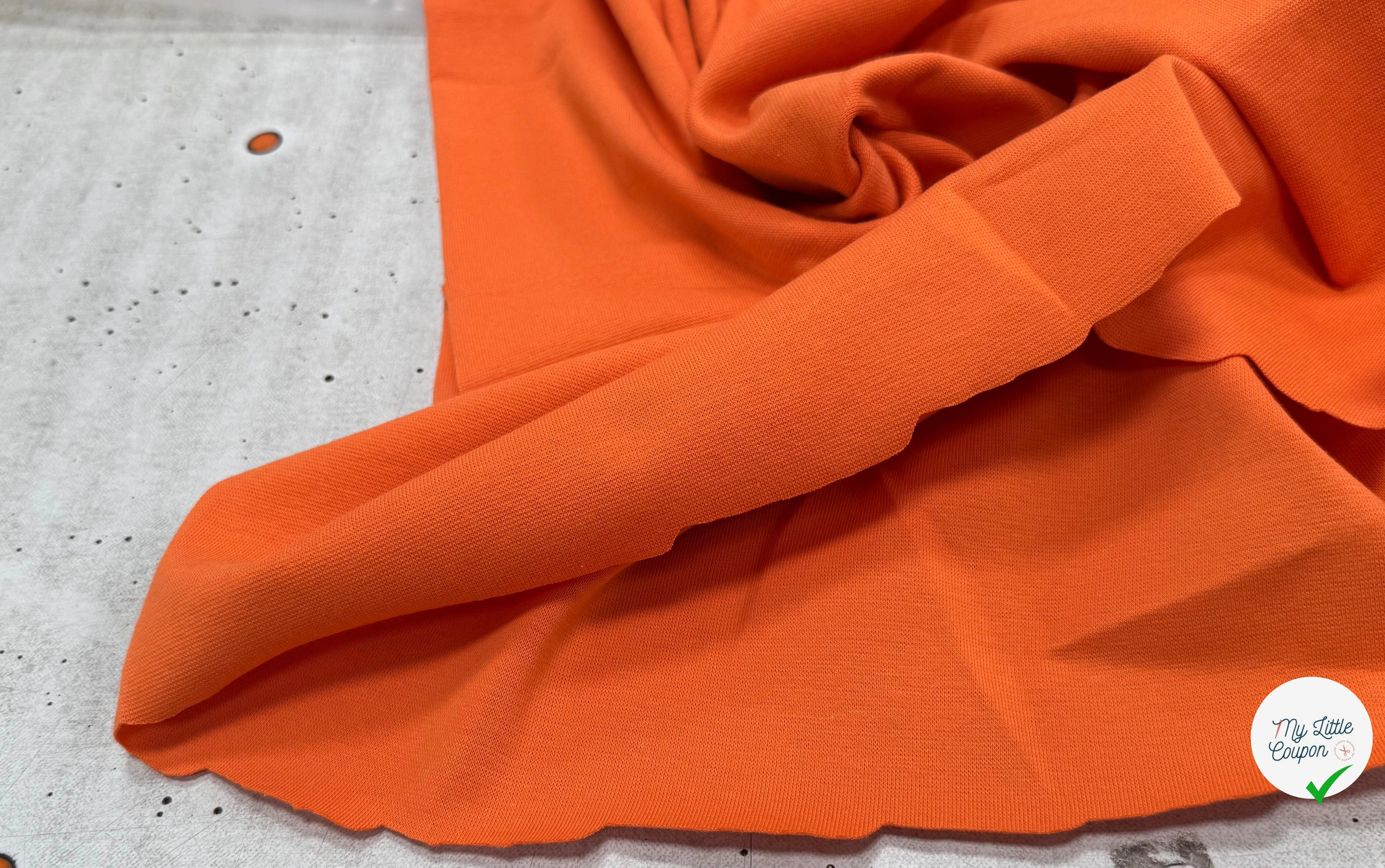 JERSEY COTON 2% ÉLASTHANNE TUBULAIRE 70CM CÔTE 1X1 CELOSIA ORANGE - My Little Coupon