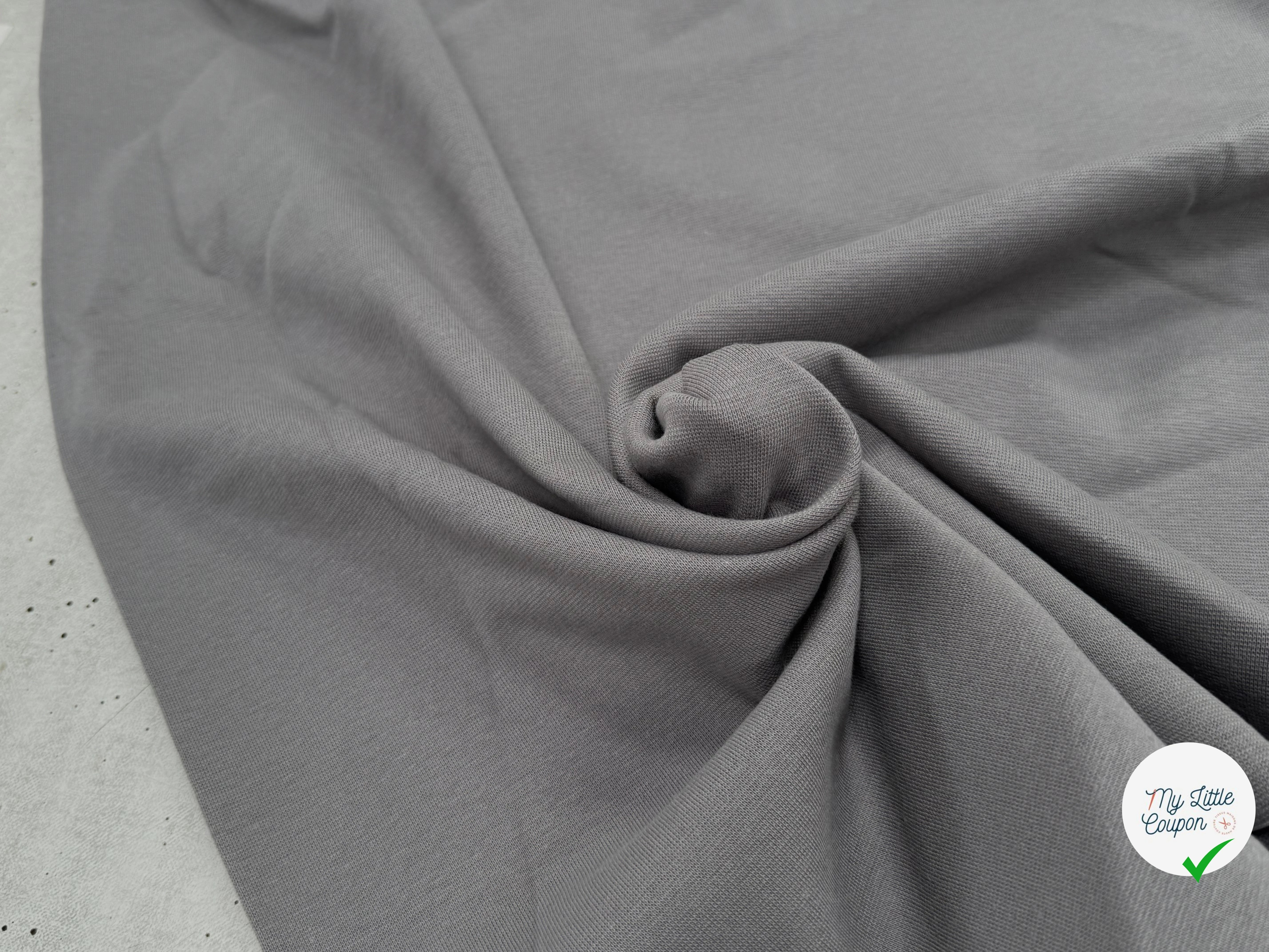 JERSEY COTON 2% ÉLASTHANNE TUBULAIRE 70CM CÔTE 1X1 DECEMBER SKY - My Little Coupon