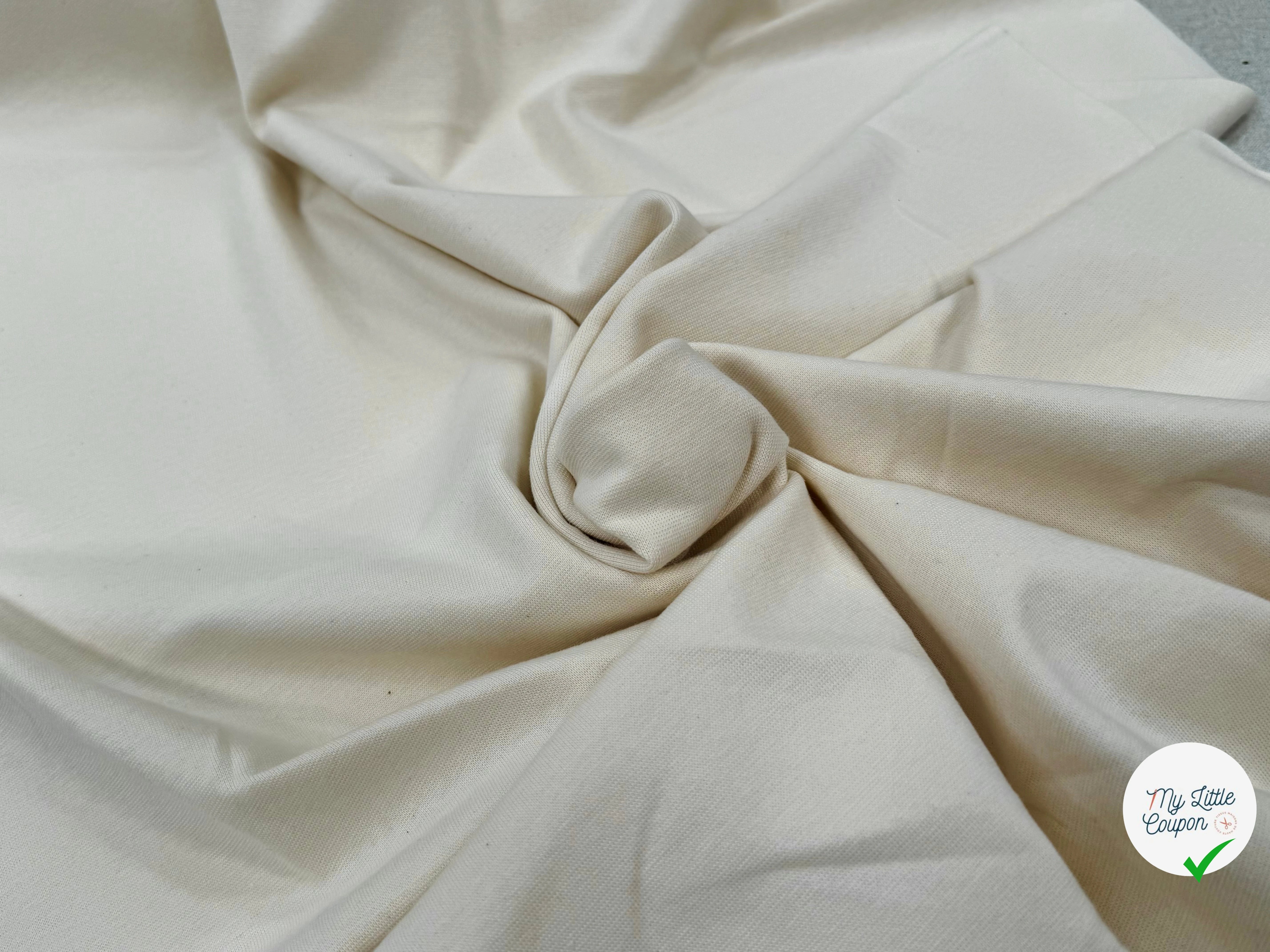 JERSEY COTON 2% ÉLASTHANNE TUBULAIRE 70CM CÔTE 1X1 ECRU - My Little Coupon